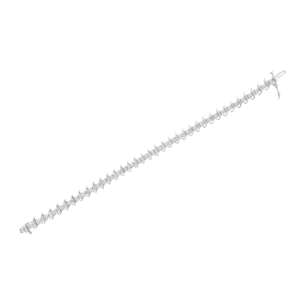 .925 Sterling Silver 1 cttw Prong-Set Diamond Link Bracelet (I-J, I1-I2) - 7.25"-4