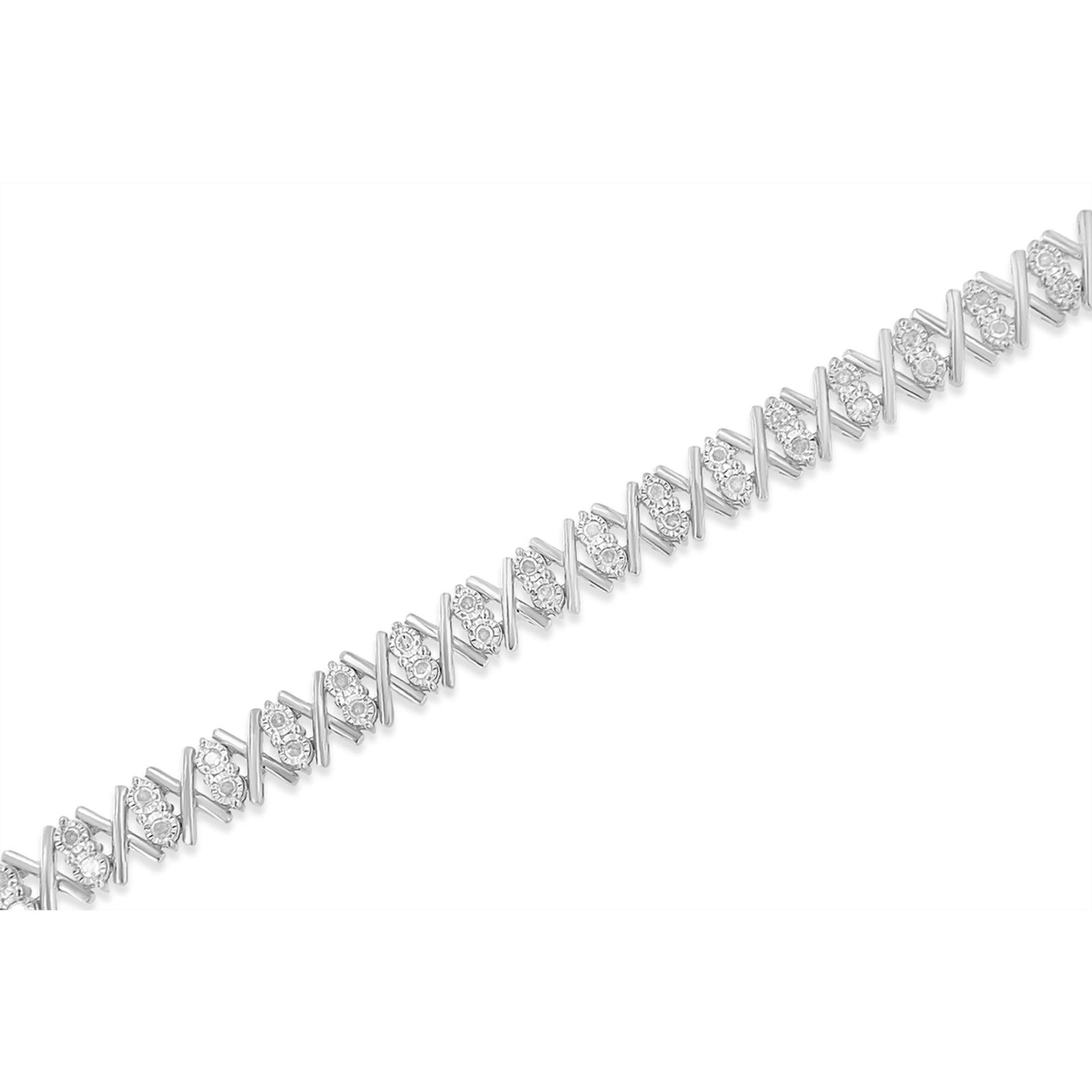 .925 Sterling Silver 1.0 Cttw Diamond Miracle-Set X-Link 7" Tennis Bracelet (I-J Color, I3 Clarity)-4