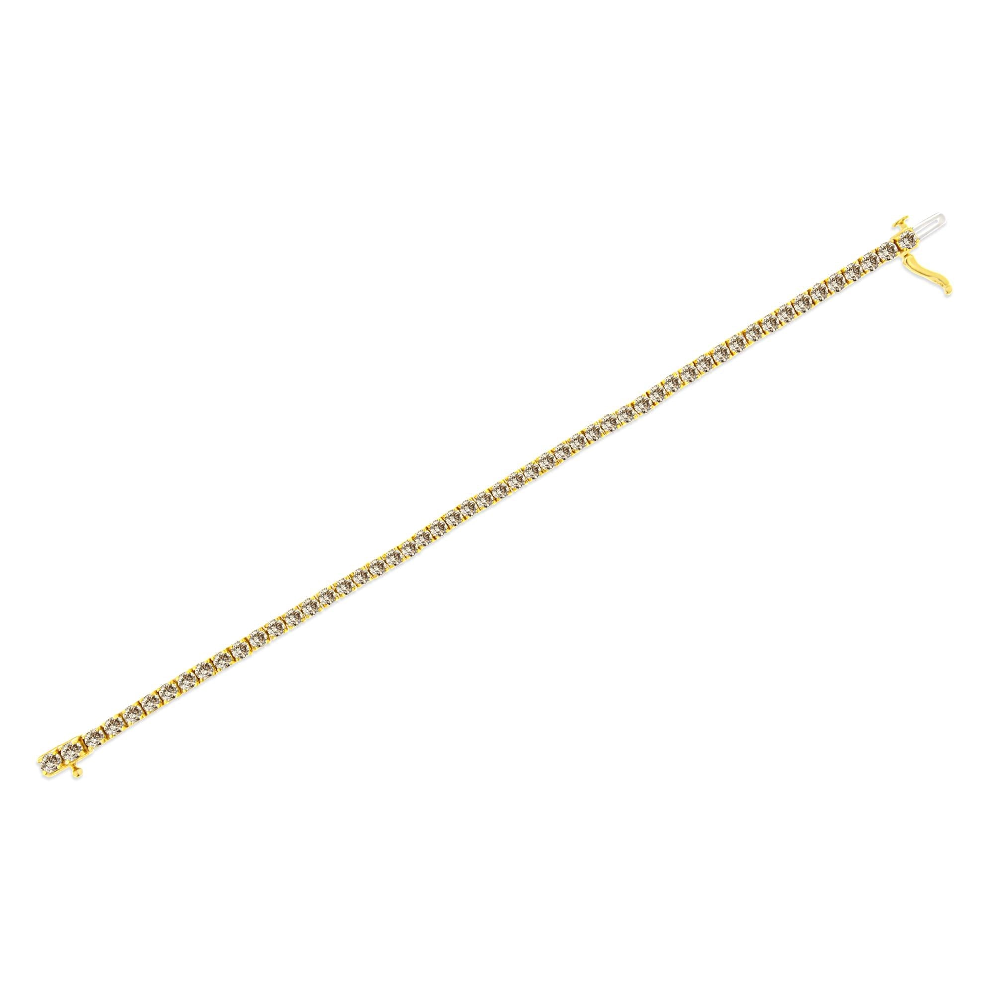 14K Yellow Gold Plated .925 Sterling Silver 8.0 Cttw Diamond Classic Link Tennis Bracelet (K-L Color, I2-I3 Clarity) - 7-1/4"-4