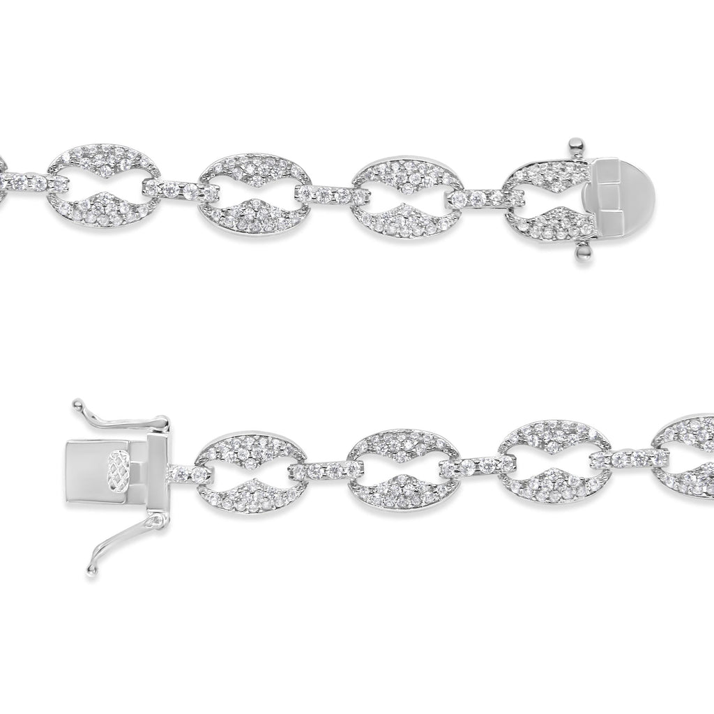 14K White Gold 1 1/2 Cttw Round Diamond Set Link Bracelet (I-J Color, I1-I2 Clarity) - 7"-4