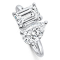 AGI Certified 3.50 CTW Toi Et Moi Lab Grown Diamond Ring in Pear & Emerald Cut 14K White Gold-0