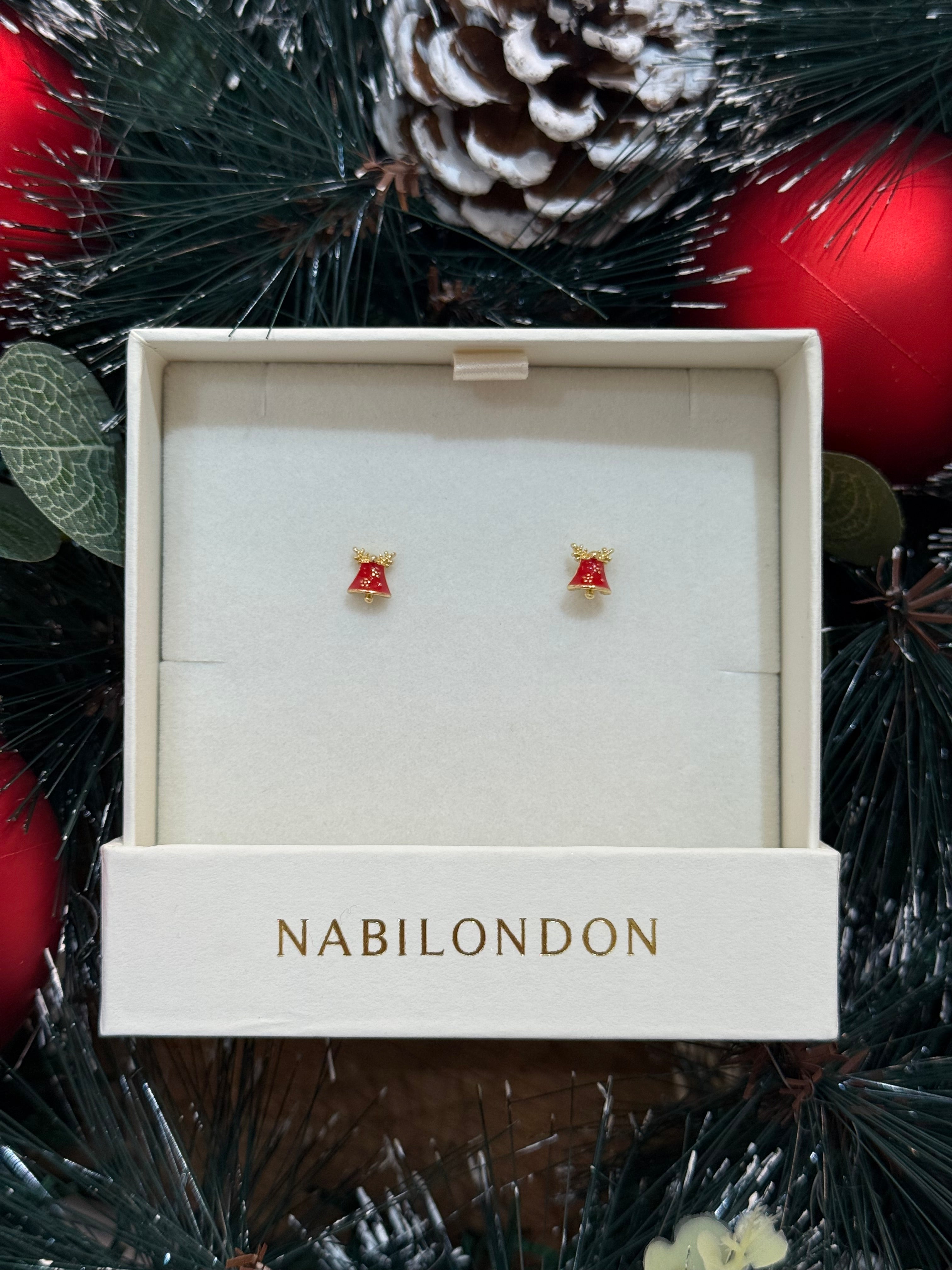 Christmas reindeer bell earrings