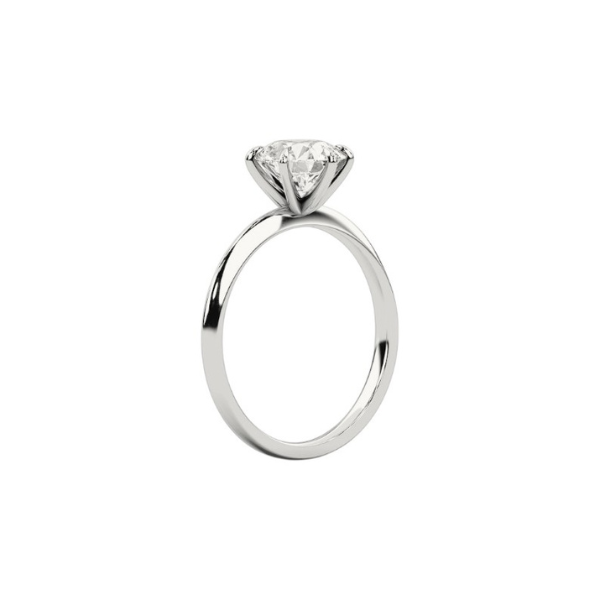 6 Prong Solitaire Diamond 14K Solid Gold Dome Band Engagement Ring IGI Certified