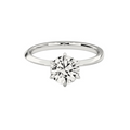 6 Prong Solitaire Diamond 14K Solid Gold Dome Band Engagement Ring IGI Certified