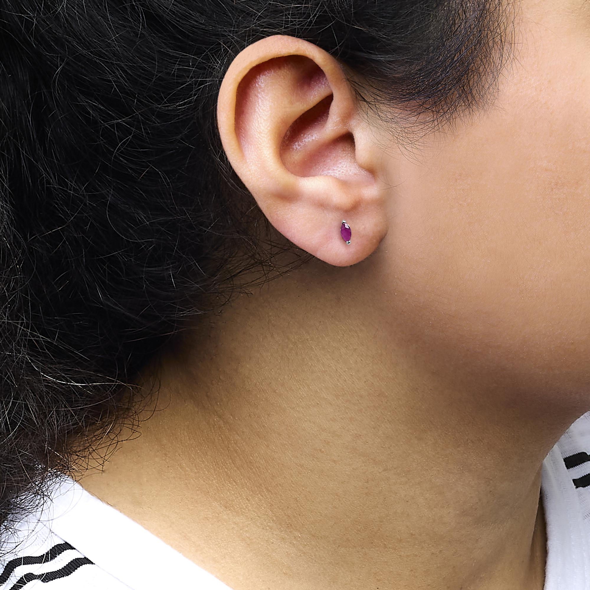 .925 Sterling Silver 1/2 Cttw Created Pink Ruby Gemstone Solitaire Stud Earrings-3