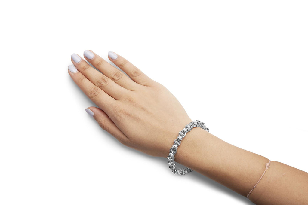 14K White Gold 1/2 Cttw Diamond Knotted Byzantine Link Bracelet (H-I Color, I2-I3 Clarity) - 7" Inches-4