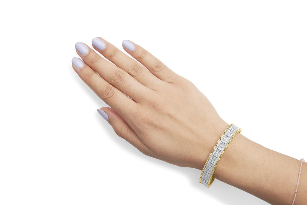 10K Yellow Gold 5.00 Cttw Round-Cut Diamond Link 7" Bracelet (J-K Color, I1-I2 Clarity)-4