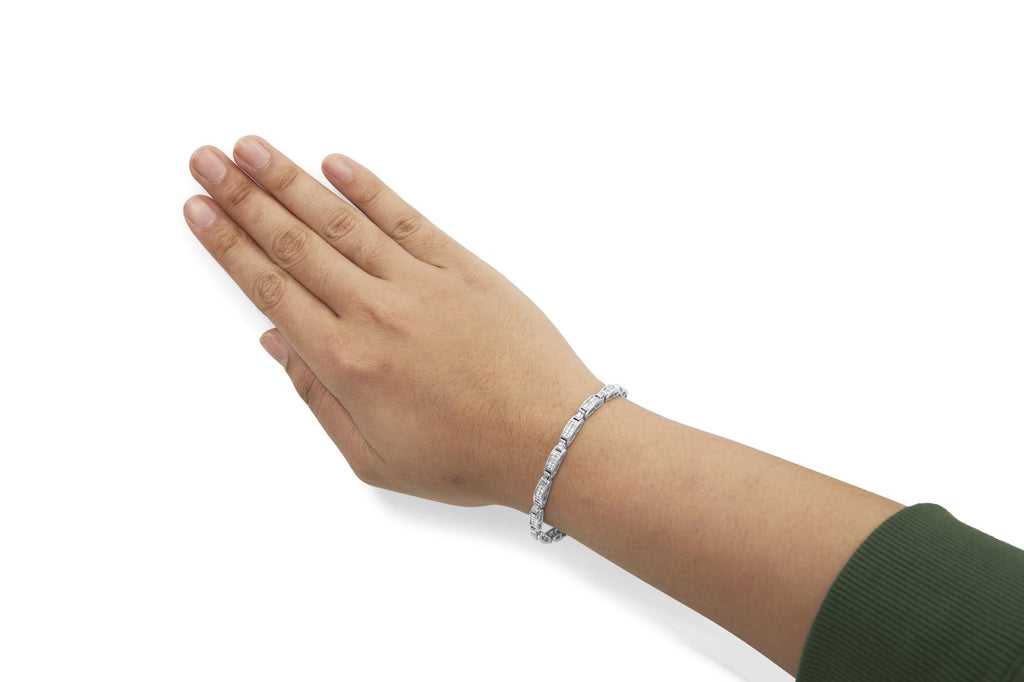 14K White Gold 2.0 Cttw Baguette and Princess-Cut Diamond Tennis Bracelet (H-I Color, SI1-SI2 Clarity) - 7"-4