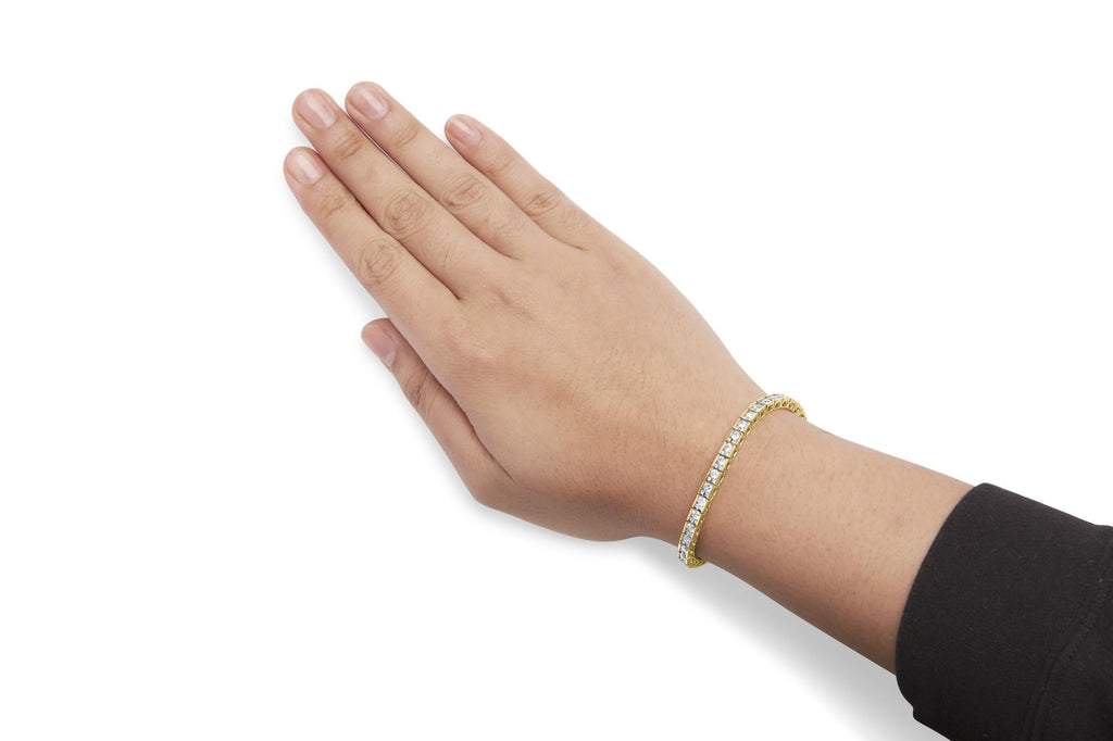 10K Yellow Gold 4.00 Cttw Channel Set Round Diamond Tennis 7" Bracelet (J-K Color, I1-I2 Clarity)-4