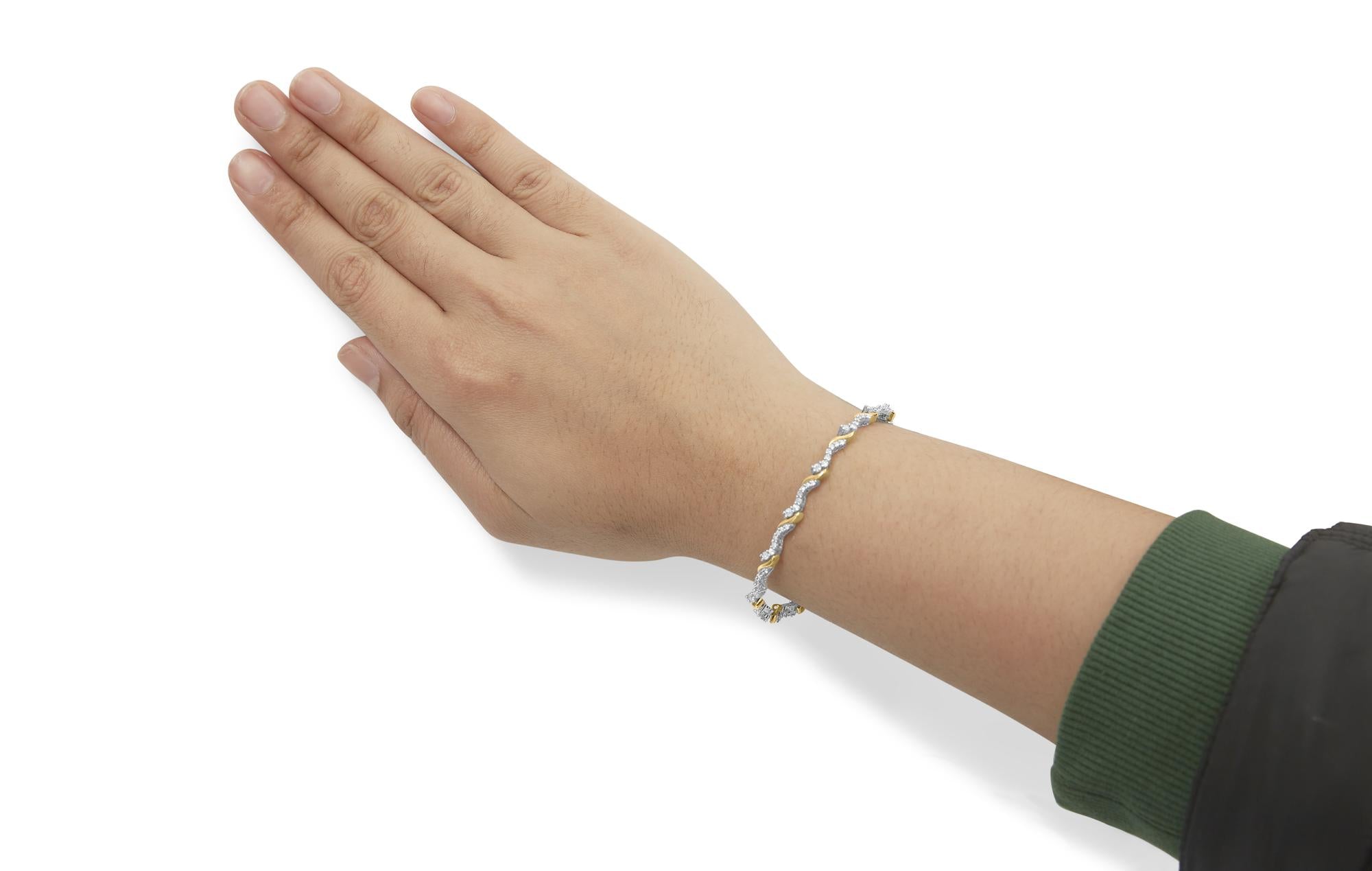 10K Yellow and White Gold 2.00 Cttw Diamond "S" Link 7" Bracelet (H-I Color, I2-I3 Clarity)-4