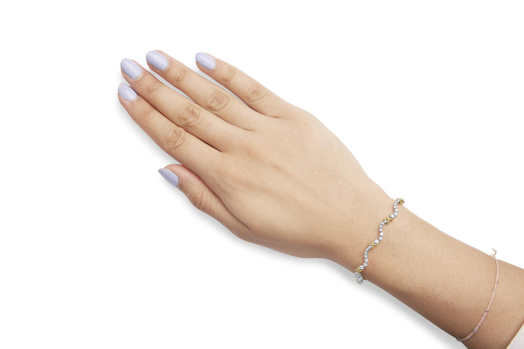 10K Two-Tone 2.00 Cttw Diamond "X" and Wave Link Bracelet (H-I Color, I1-I2 Clarity) - 7" Inches-4