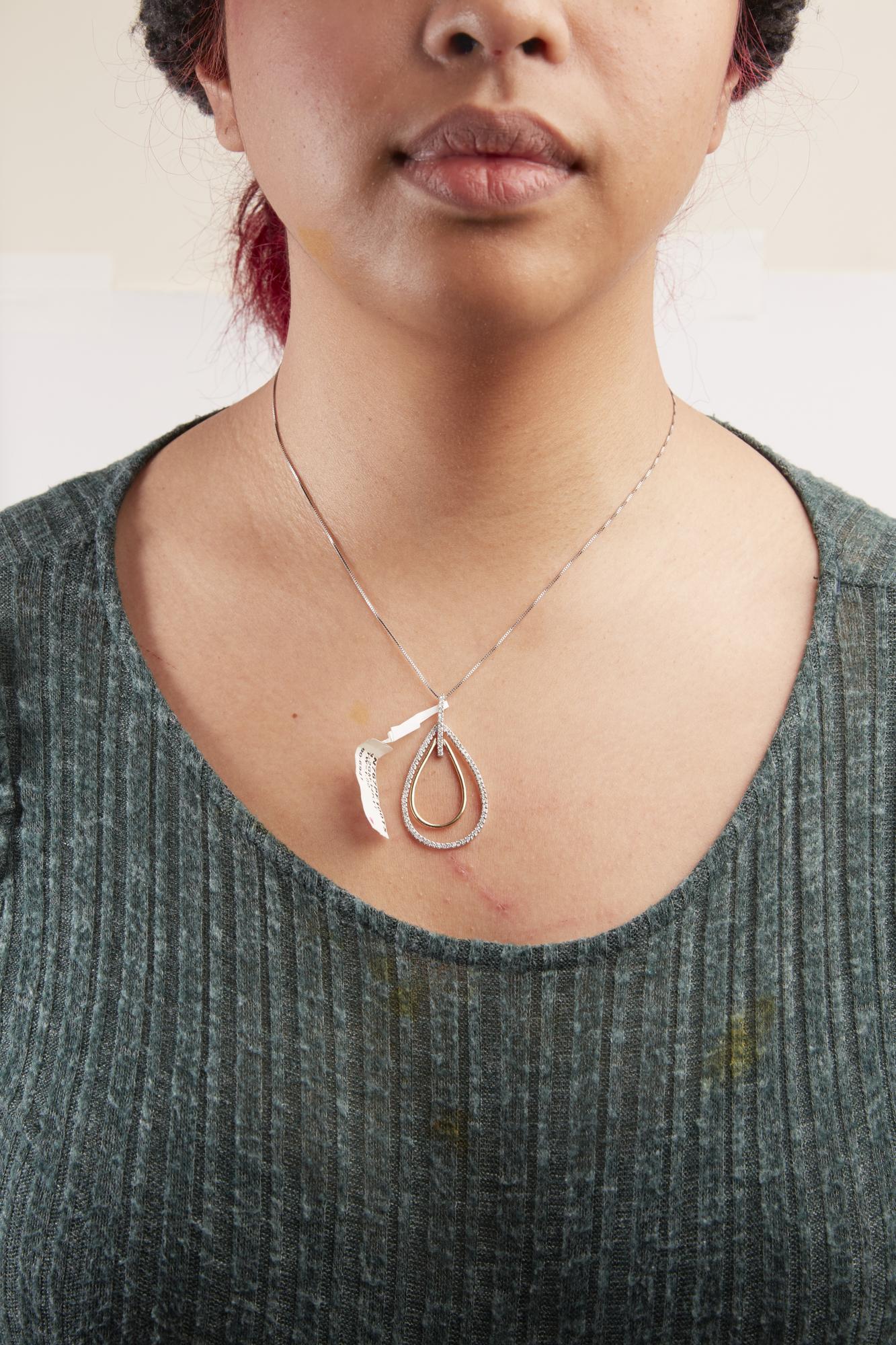 14K Two-Tone Gold Round Cut Diamond Double Burst Pendant Necklace (1.00 cttw, H-I Color, SI2-I1 Clarity)-4