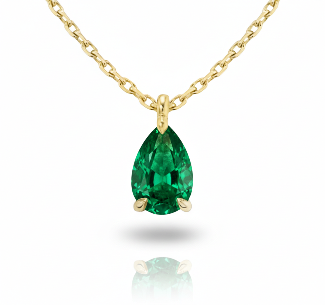 Eclisse Pear Emerald Pendant Necklace
