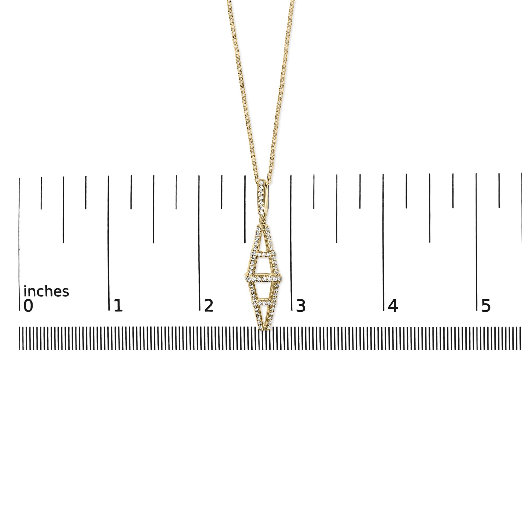 14K Yellow Gold 1.0 Cttw Diamond Studded Geometric Double Pyramid 18" Pendant Necklace (G-H Color, SI1-SI2 Clarity)-4