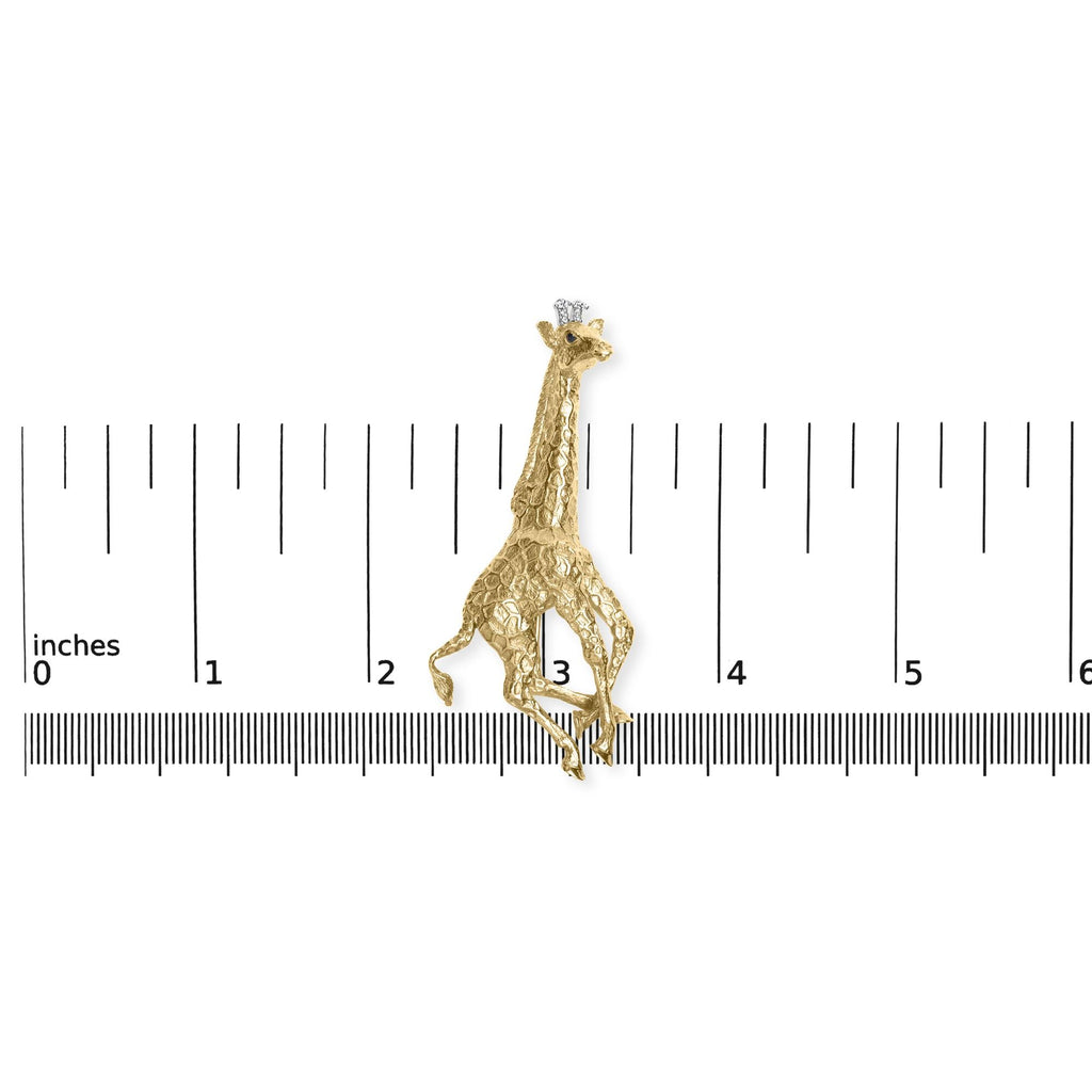 18K Yellow Gold Diamond Accent and Blue Sapphire Giraffe Pin Brooch (G-H Color, VS2-SI1 Clarity)-4