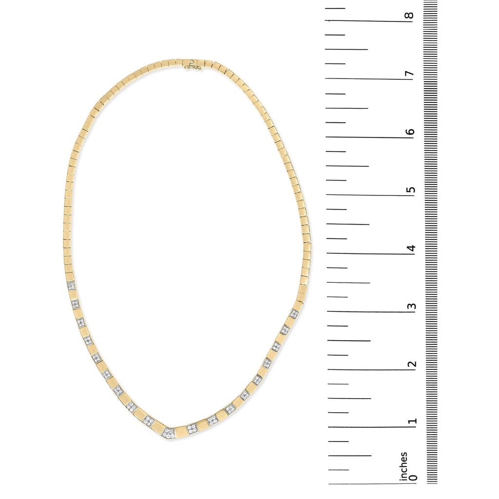 14K Yellow Gold 4/5 Cttw Diamond Cluster and Bar Set Link 3.5 MM Chain Necklace (G-H Color, VS1-VS2 Clarity) - 16" Inches-4