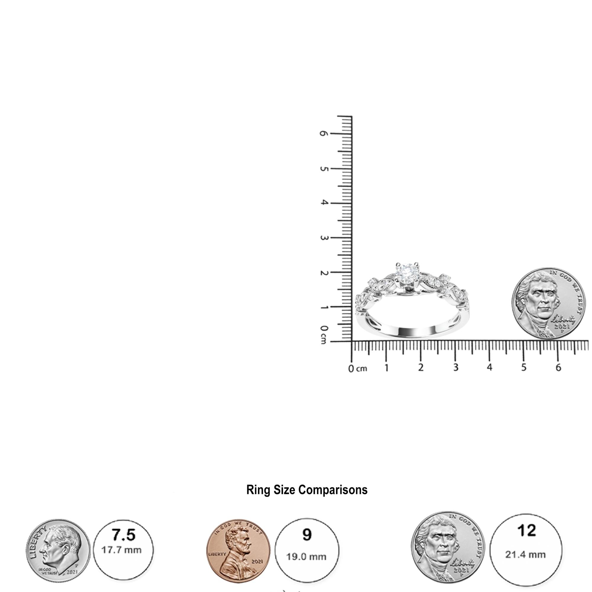 14K White Gold 1/2 Cttw Diamond Vintage Style Engagement Ring (G-H Color, VS2-SI1 Clarity) - Size 7-4