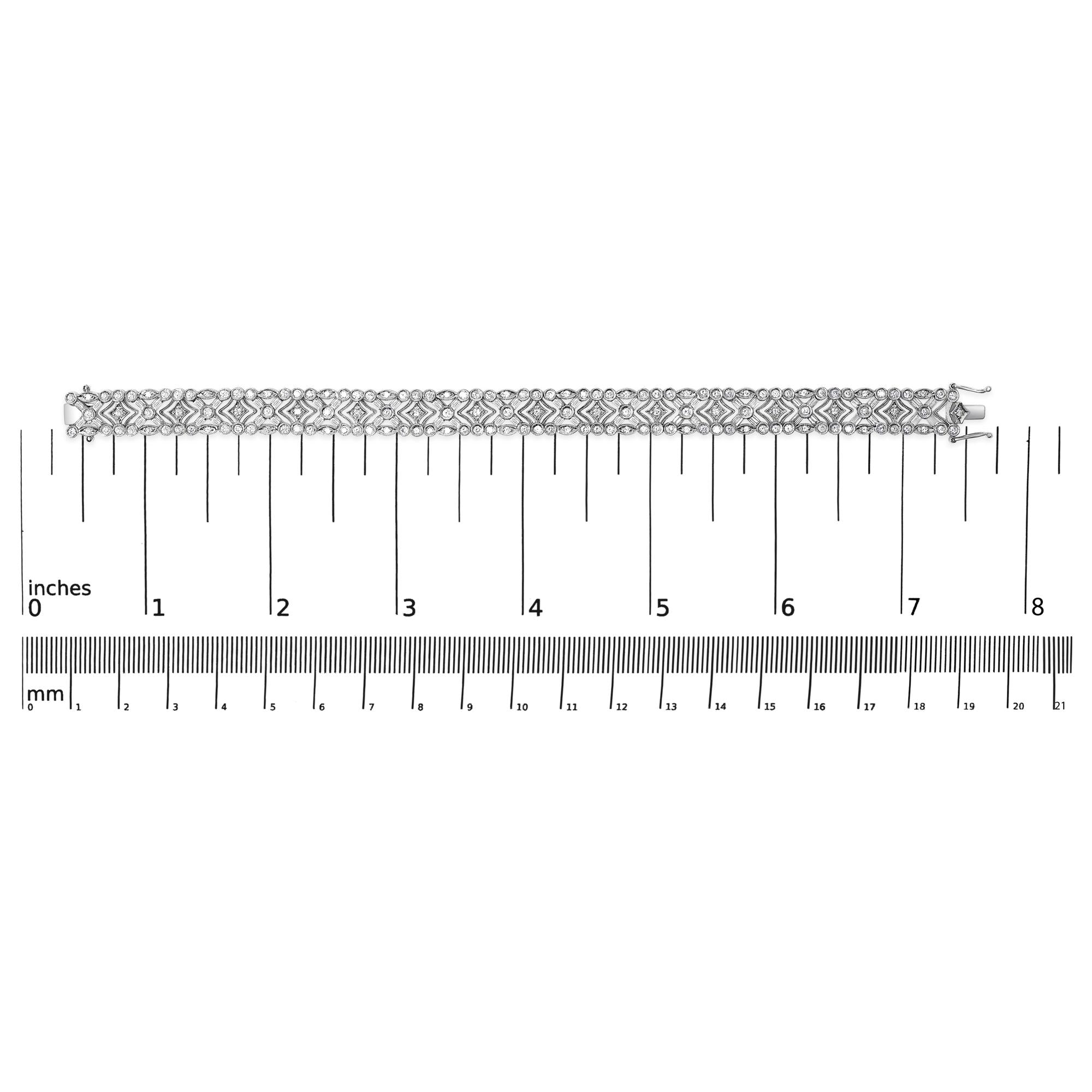 18K White Gold 3 3/4 Cttw Baguette and Round Diamond Art Deco Vintage-Inspired Link Bracelet (G-H Color, VS1-VS2 Clarity) - 7"-4