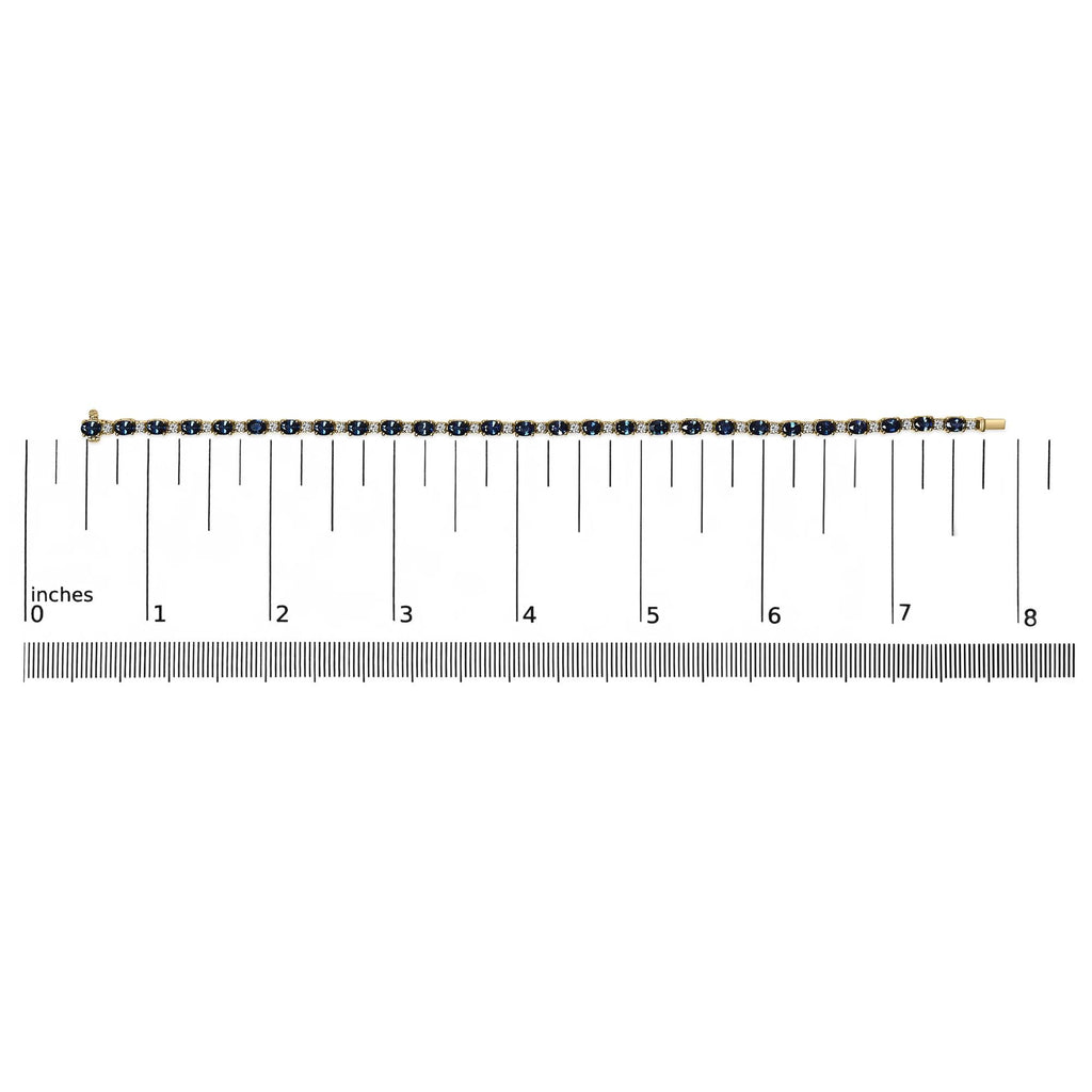 18K Yellow Gold 3/4 Cttw Diamond and 5 1/3 Cttw Oval Blue Sapphire Alternating Link Bracelet (G-H Color, VS1-VS2 Clarity)  - 7.25" Inches-4