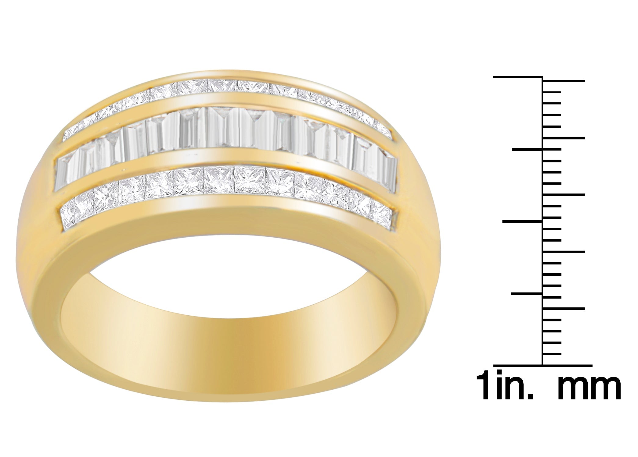 14K Yellow Gold 1ct. TDW Princess and Baguette-Cut Diamond Ring(H-I, SI1-SI2)-3