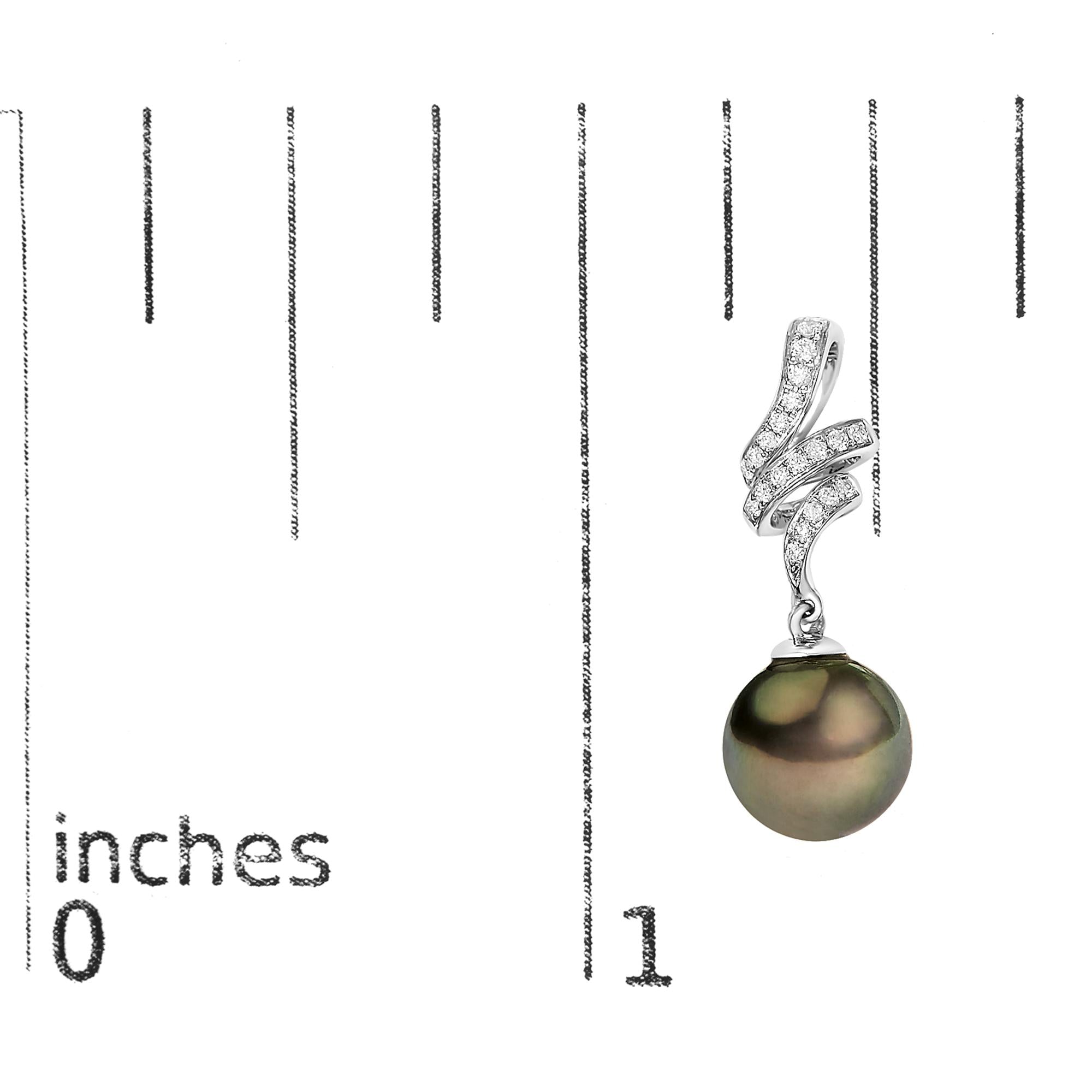 14K White Gold 9MM Cultured Black Pearl and Diamond Accent Drop and Dangle Earrings (I-J Color, SI1-SI2 Clarity)-4