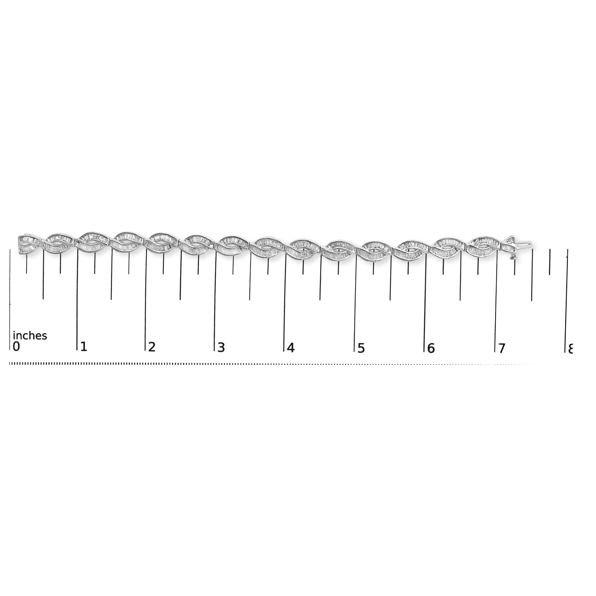 14K White Gold 2.00 Cttw Channel Set Baguette Diamond Vintage Style Link Bracelet (G-H Color, SI1-SI2 Clarity) - 7.25"-4