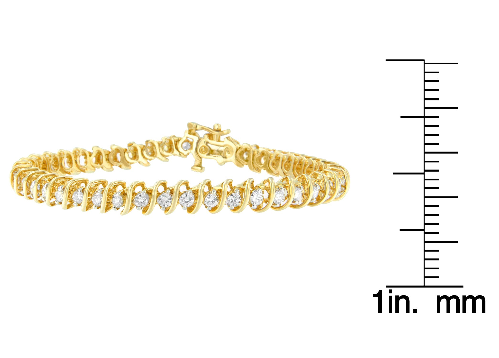 14K Yellow Gold Round Cut Diamond Spiral Link Bracelet (3.00 cttw, H-I Color, SI2-I1 Clarity)-3