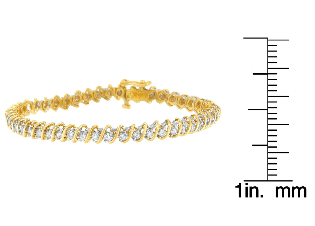18K Yellow Gold Round Cut Diamond Spiral Link Bracelet (2.00 cttw, I-J Color, I1-I2 Clarity)-3