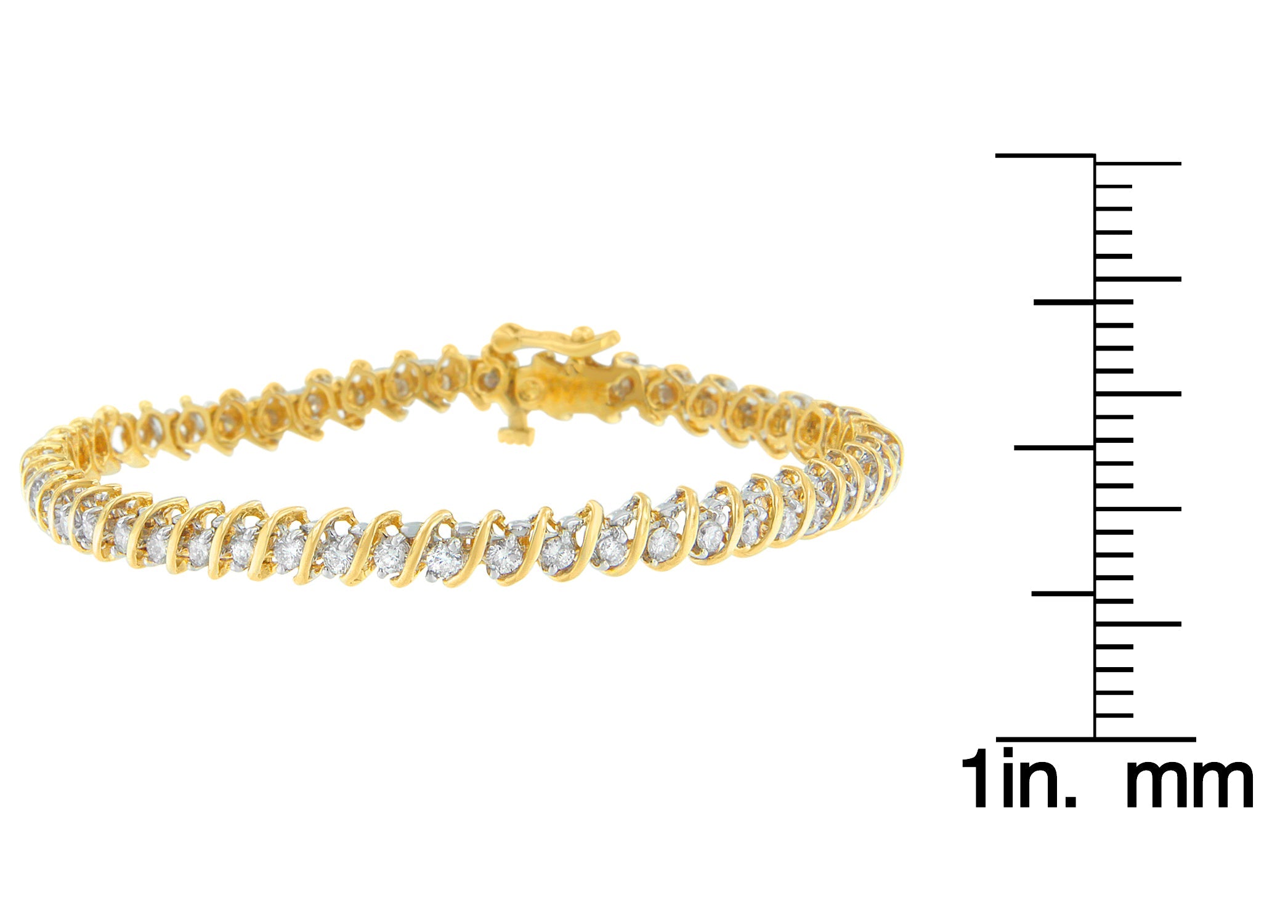 18K Yellow Gold Round Cut Diamond Spiral Link Bracelet (2.00 cttw, I-J Color, I1-I2 Clarity)-3