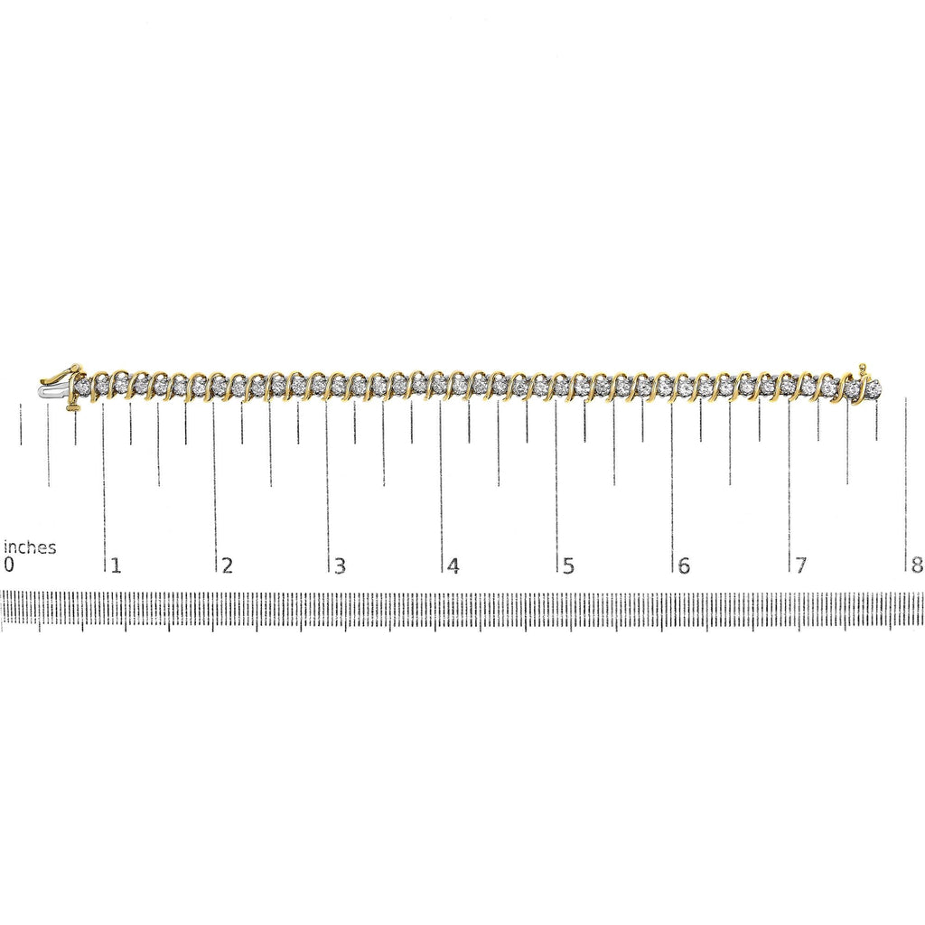 18K Yellow Gold 4.0 Cttw Round-Cut Diamond S-Link 7" Inch Tennis Bracelet (I-J Color, SI1-SI2 Clarity)-4