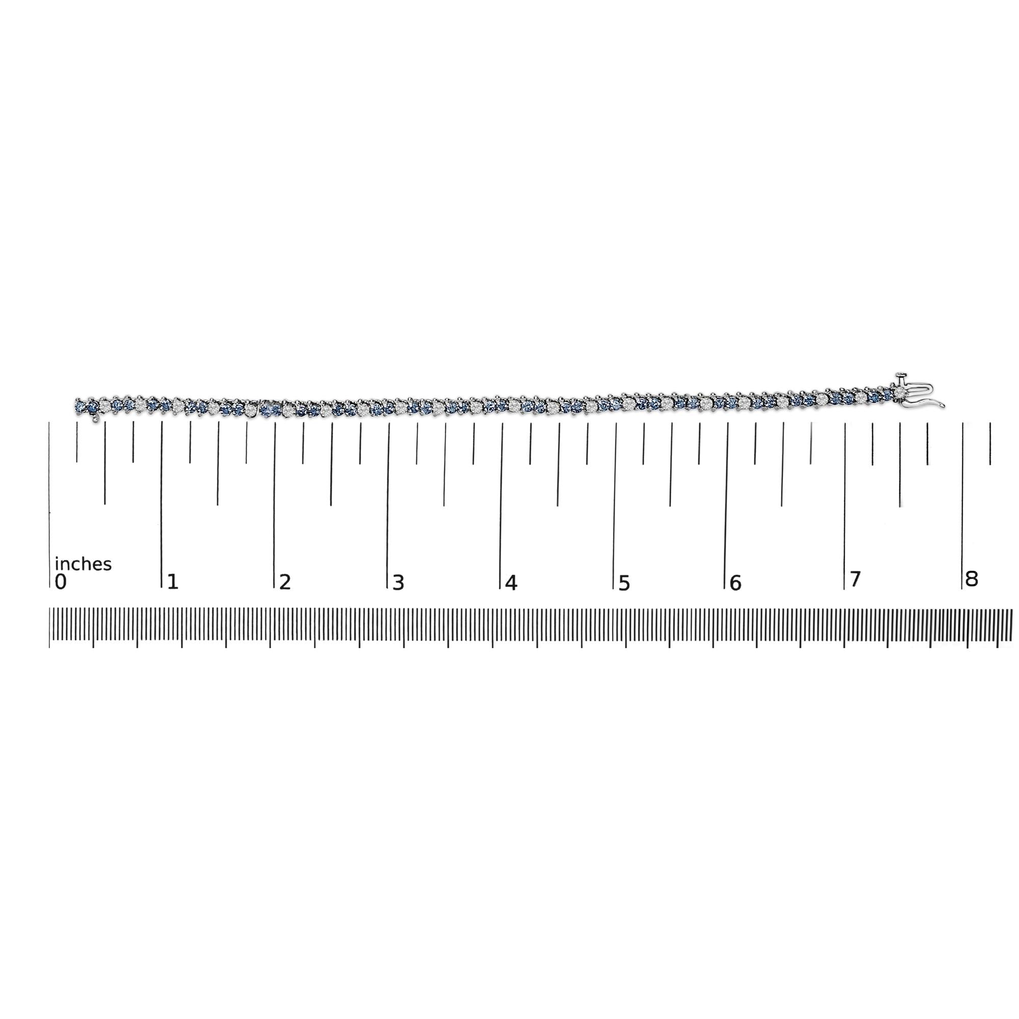 14K White Gold White And Treated Blue Diamond Bracelet (4 5/8 cttw, H-I Color, I1-I2 Clarity)-4