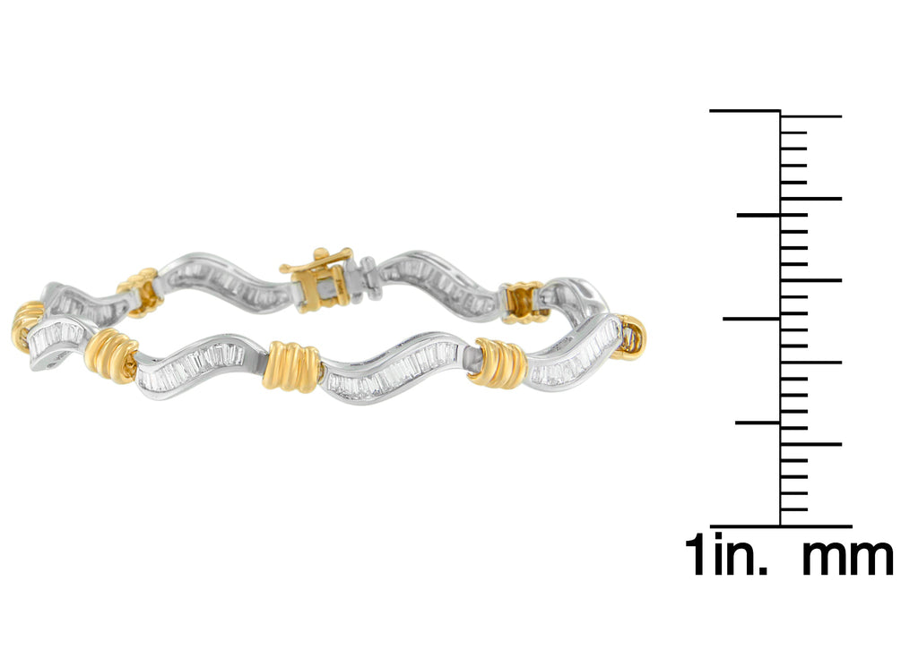 Original Classics 10K Two-Tone Gold Baguette Cut Diamond Spiral Bracelet (2.00 cttw, H-I Color, I1-I2 Clarity)-3