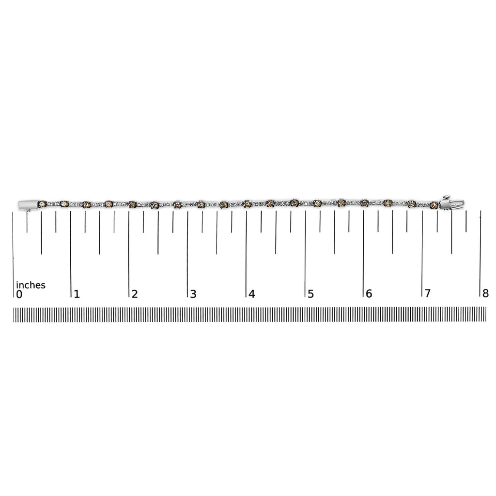 14k White Gold 2 1/4 Cttw Champagne Diamond Bar Link 7" Bracelet (Champagne Color, I1-I2 Clarity)-4