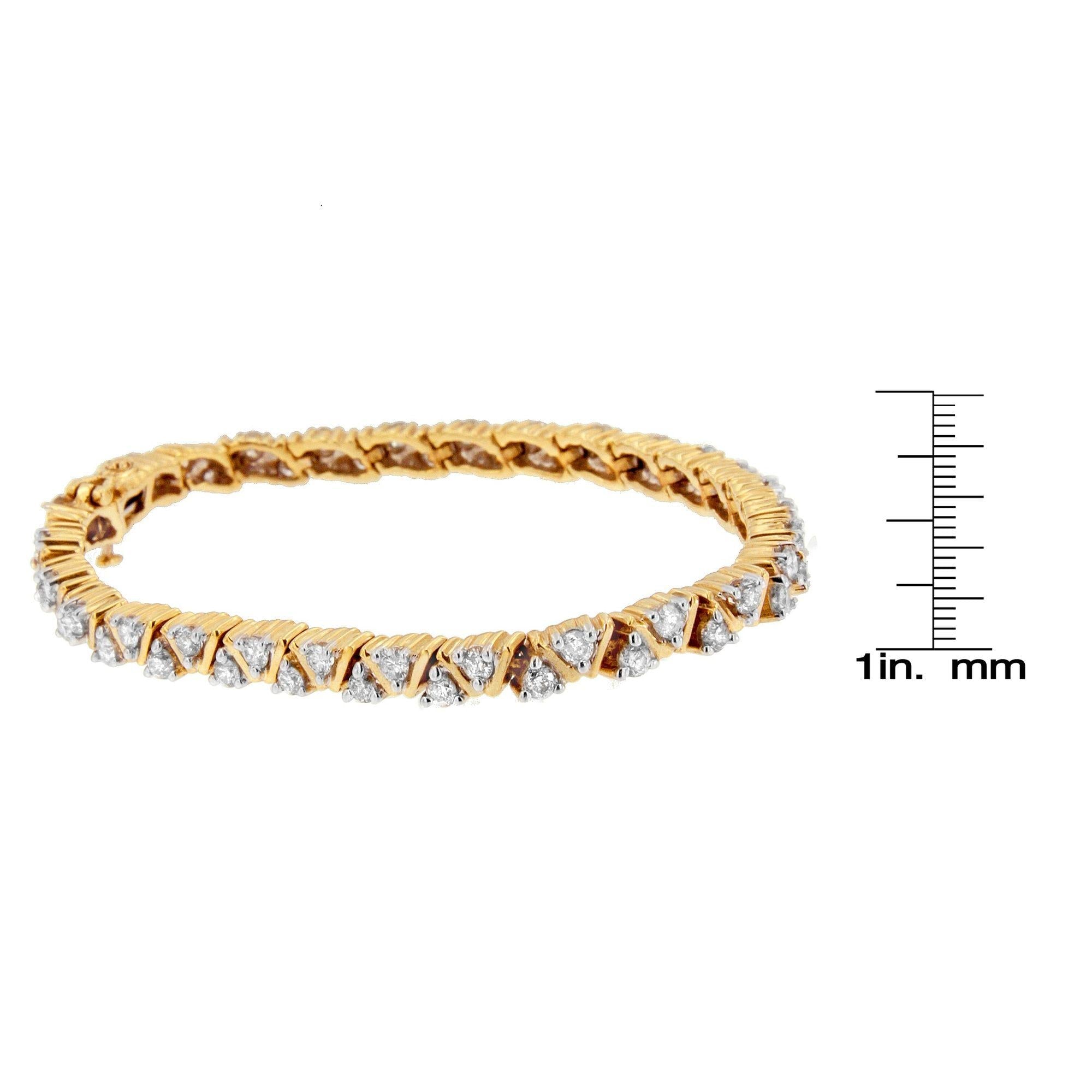 14K Yellow Gold Round-Cut Diamond Bracelet (4.00 cttw, H-I Color, I1-I2 Clarity)-4