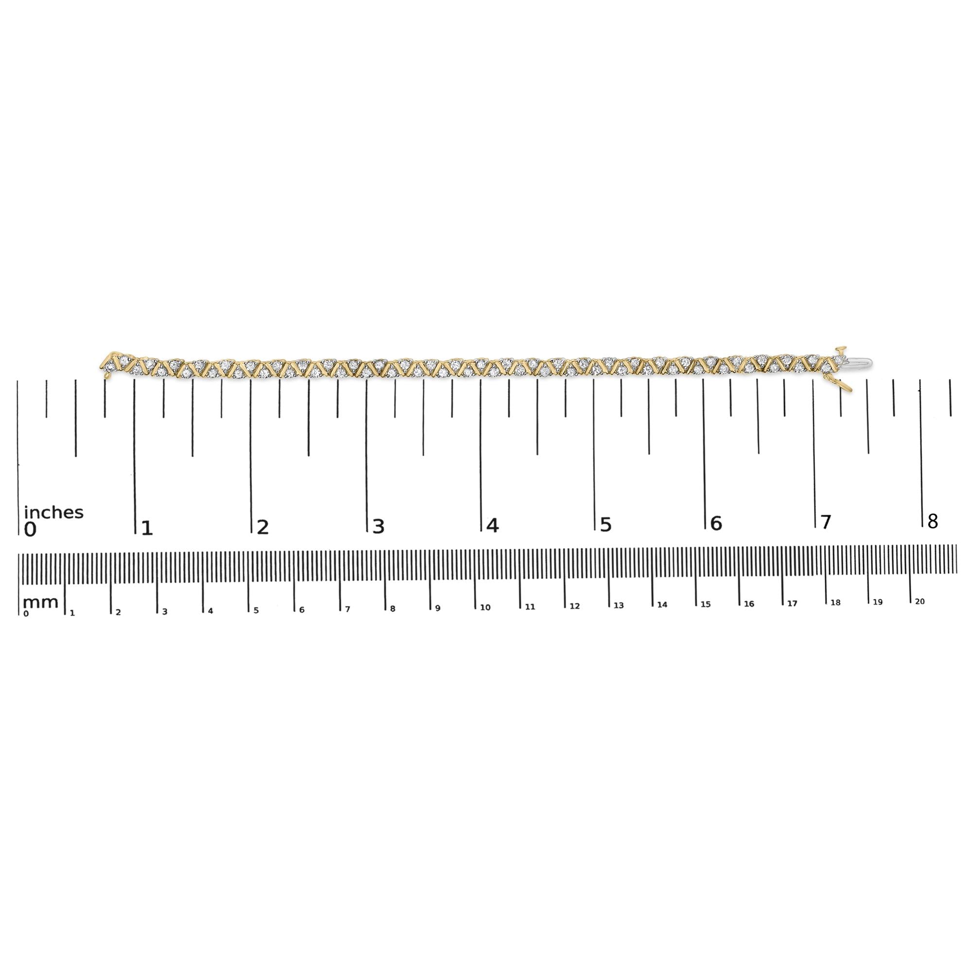 14K Yellow Gold 4.00 Cttw Diamond Triangle Link Tennis Bracelet (H-I Color, I1-I2 Clarity) - 7" Inches-4