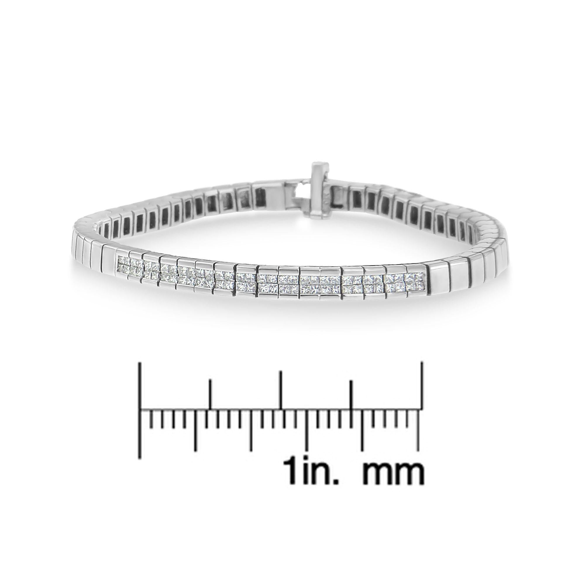 14K White Gold Princess Cut Diamond Bracelet (1.00 cttw, H-I Color, SI1-SI2 Clarity)-3