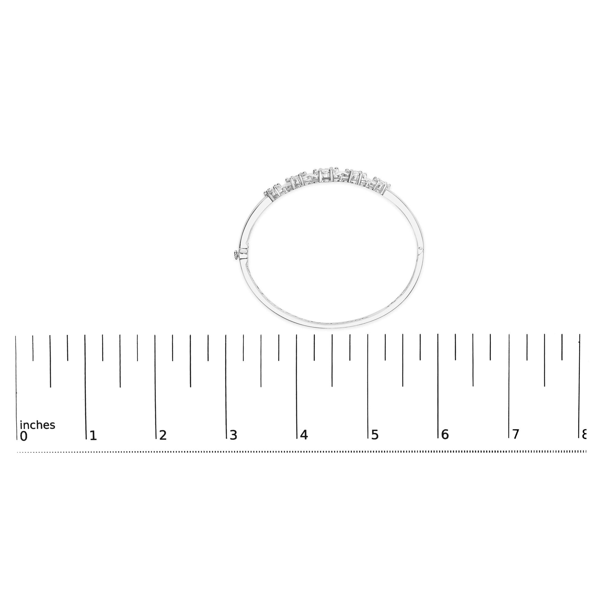 14K White Gold 2 1/2 Cttw Diamond Graduating Floral Cluster Bangle Bracelet (H-I Color, SI1-SI2 Clarity) - Fits Wrists up to 7.25"-4