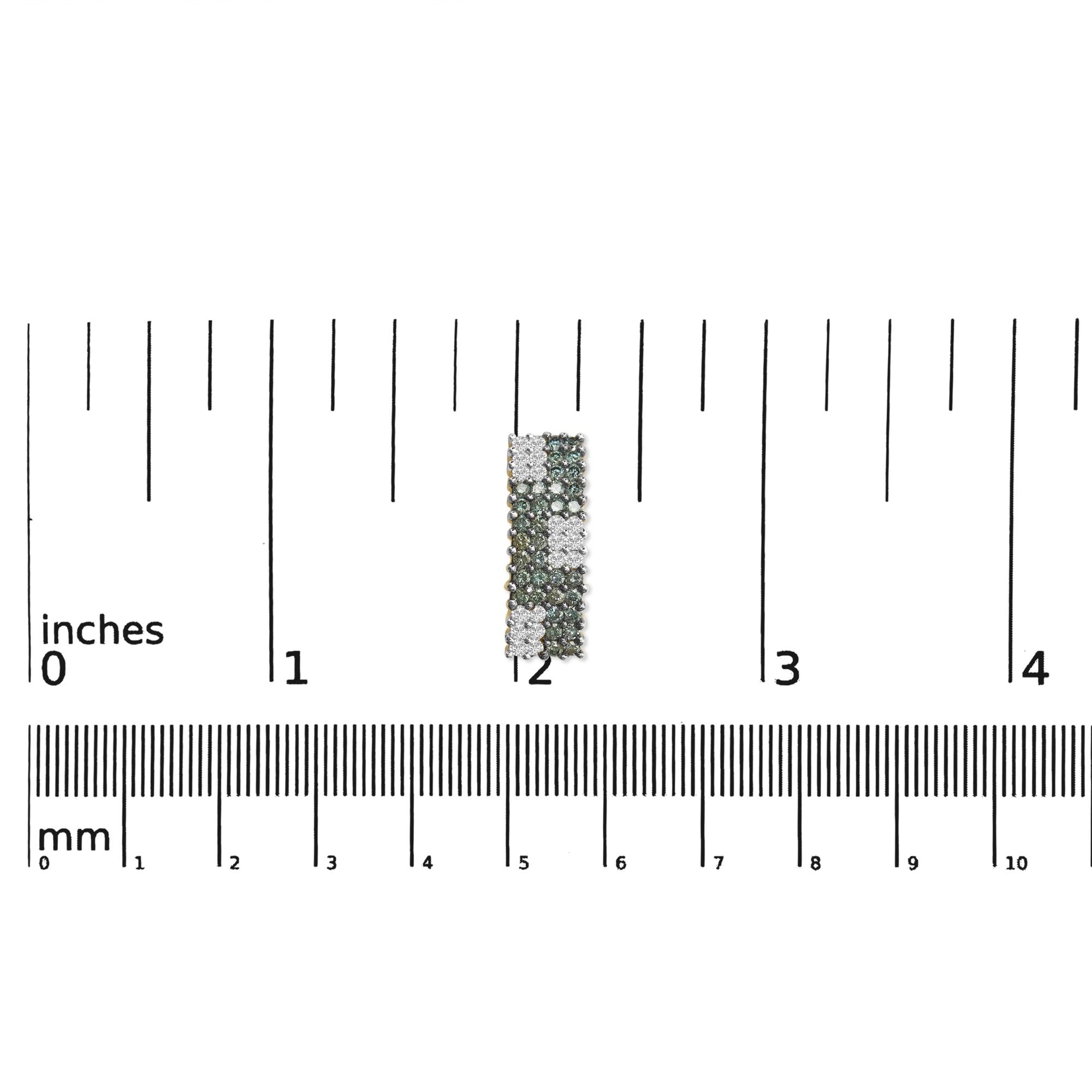 14K Yellow Gold 2.00 Cttw White and Treated Blue Diamond Four-Row Pavé Omegaback Earrings (H-I Color, SI1-SI2 Clarity)-4