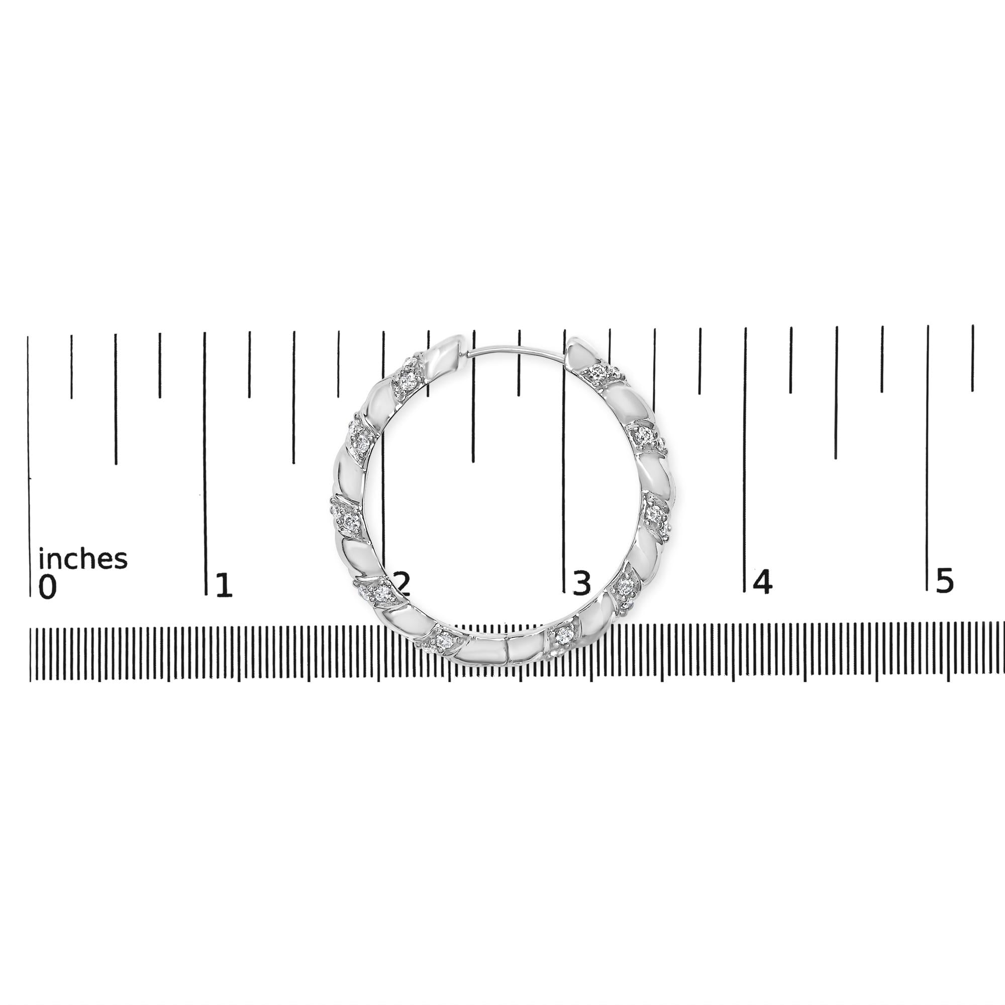 14K White Gold 1 1/5 Cttw Lab Grown Diamond Swirl Design 1" Inch Hoop Earrings (F-G Color, VS1-VS2 Clarity)-4