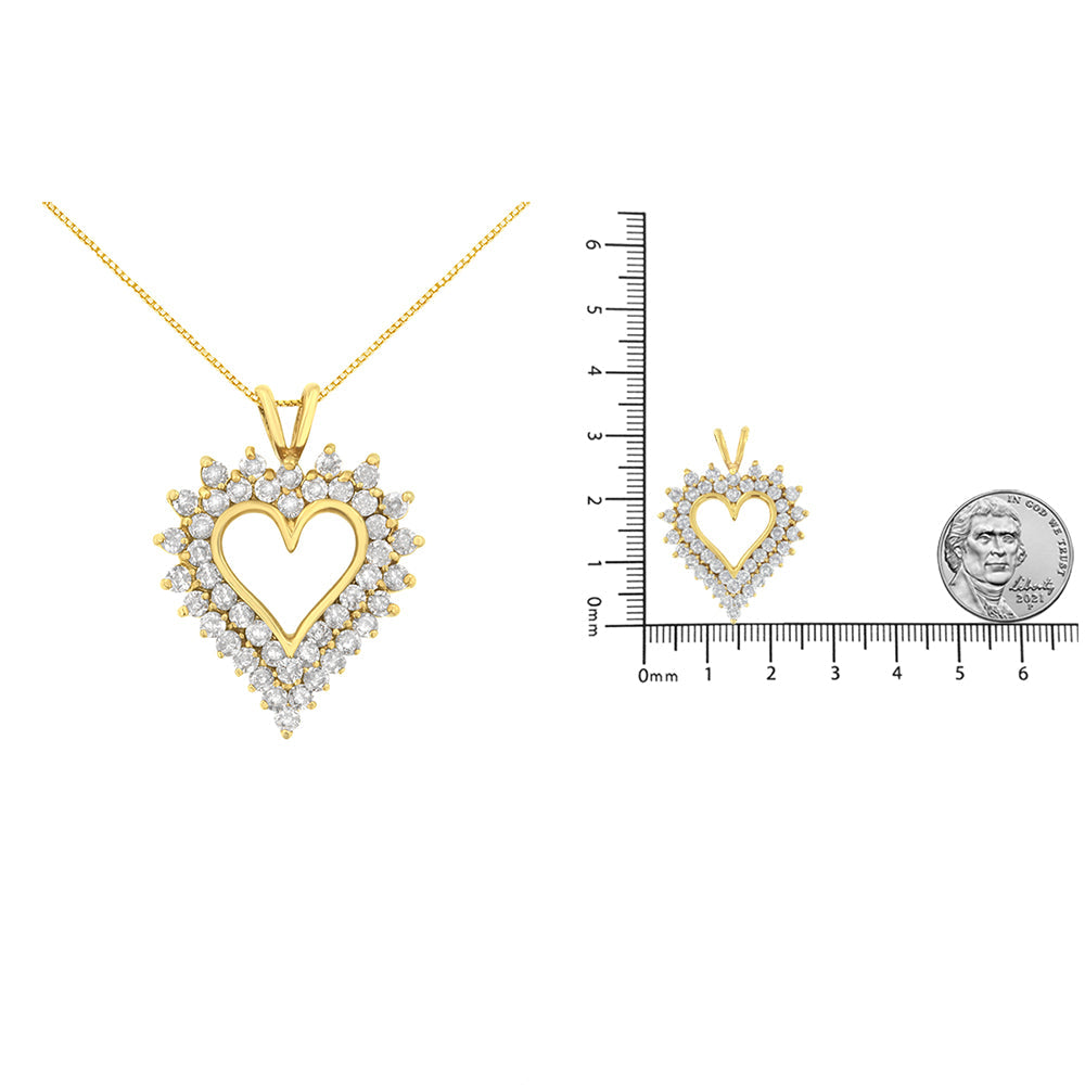 14K Yellow Gold Plated .925 Sterling Silver Brilliant-Cut Diamond Open Heart 18" Pendant Necklace (K-L Color, I1-I2 Clarity)-4