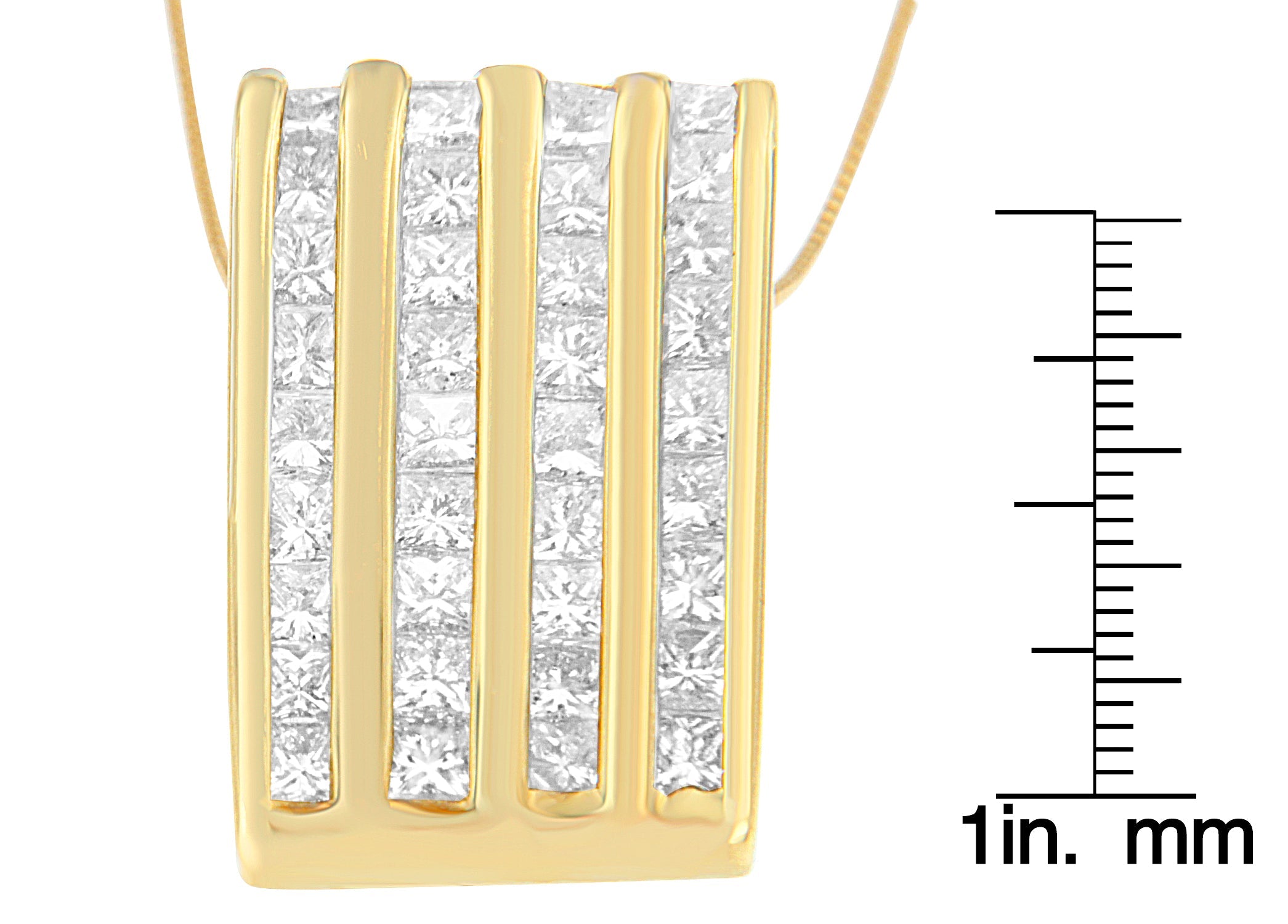 14K Yellow Gold 2 1/3 cttw Princess Cut Diamond Block Pendant Necklace (H-I, SI1-SI2)-3