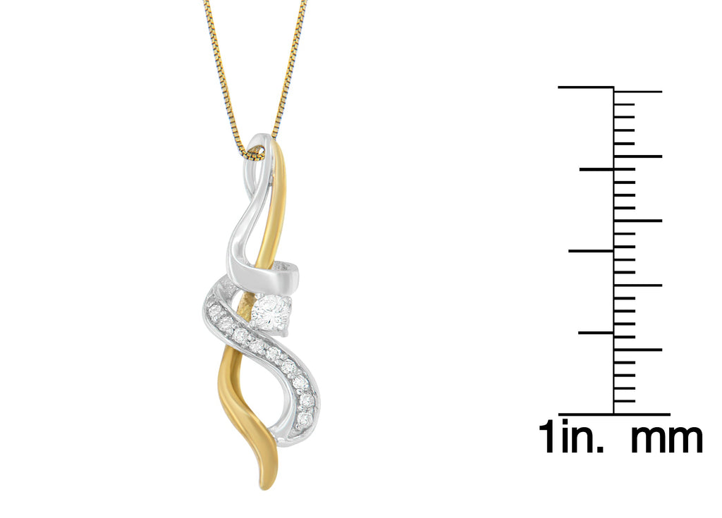 Espira 10K Two-tone Gold 1/5 cttw Diamond Intertwined Swirl Pendant Necklace (J-K, I1-I2)-4