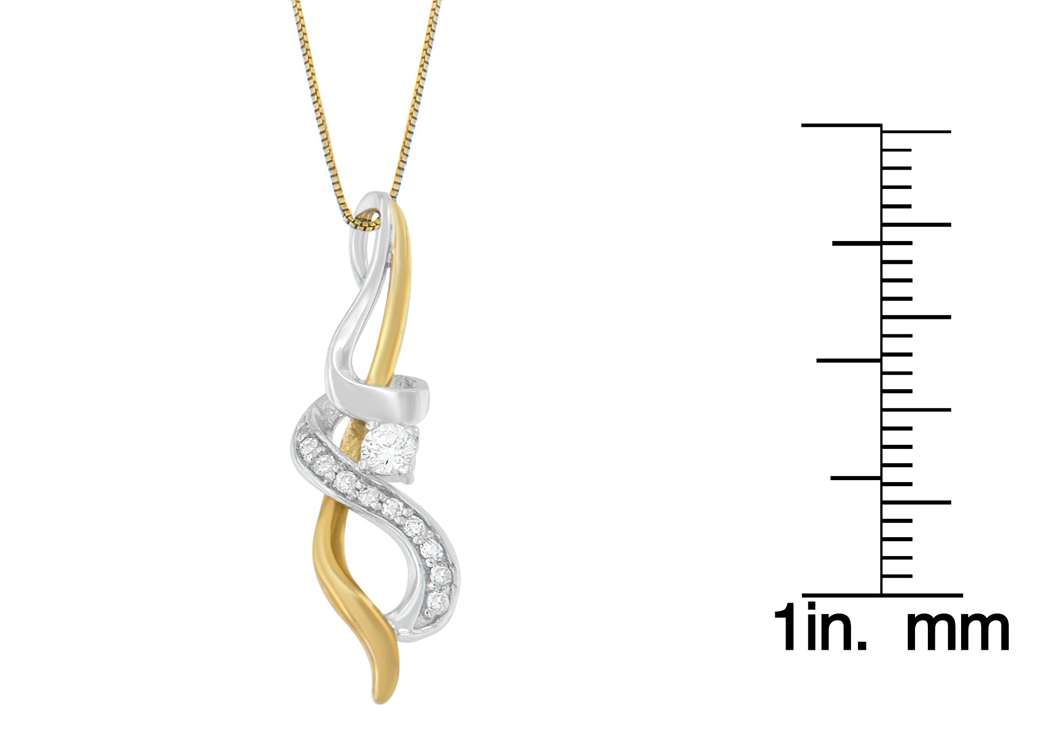 Espira 10K Two-tone Gold 1/5 cttw Diamond Intertwined Swirl Pendant Necklace (J-K, I1-I2)-4