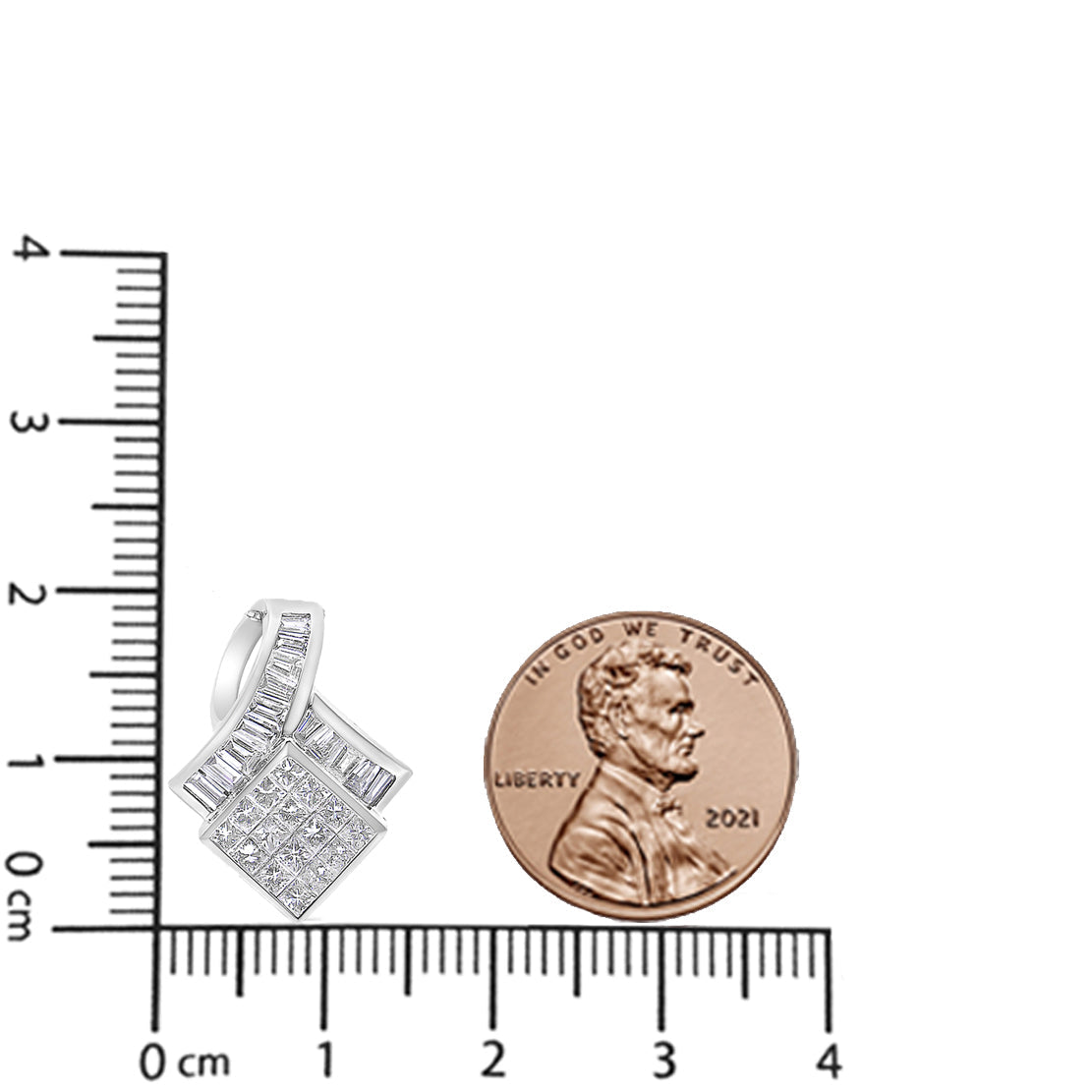 14k White Gold 2 1/10 Cttw Princess and Baguette Geometric Designed Diamond Pendant Necklace (G-H Color, VS1-VS2 Clarity) - NO CHAIN INCLUDED-4