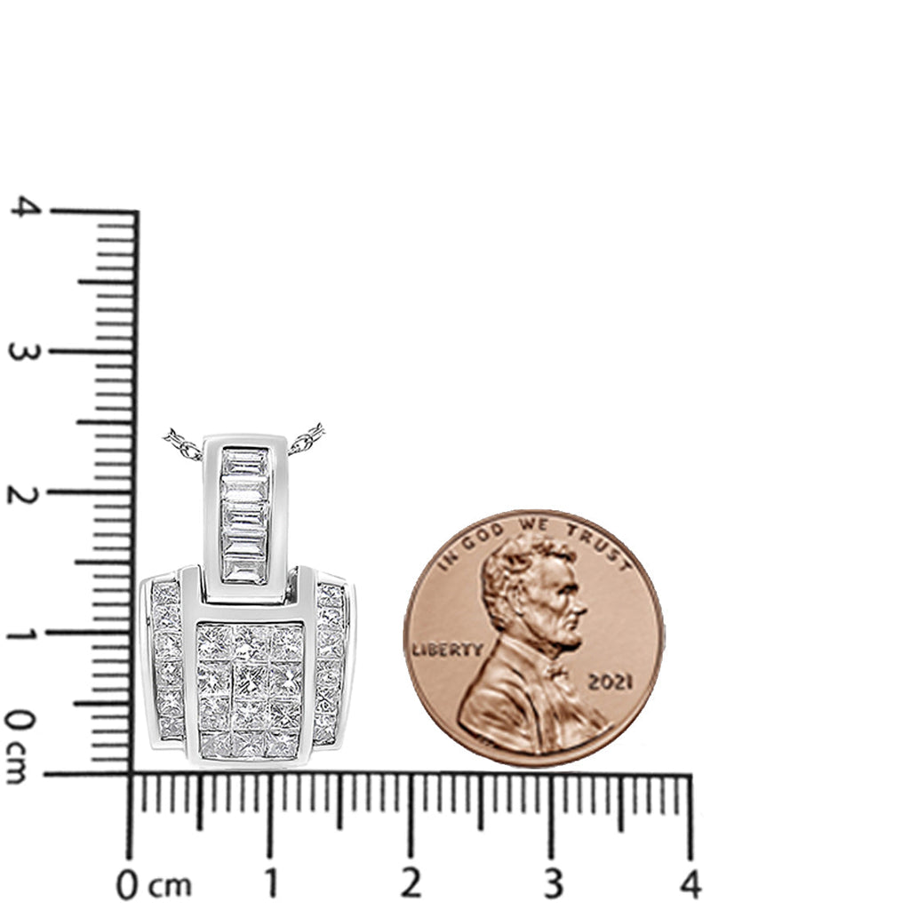 14K White Gold 2 1/5 Cttw Princess Cut Composite Diamond Pendant with Diamond Bale Pendant Necklace (H-I Color,SI1-SI2 Clarity) - NO CHAIN INCLUDED-4