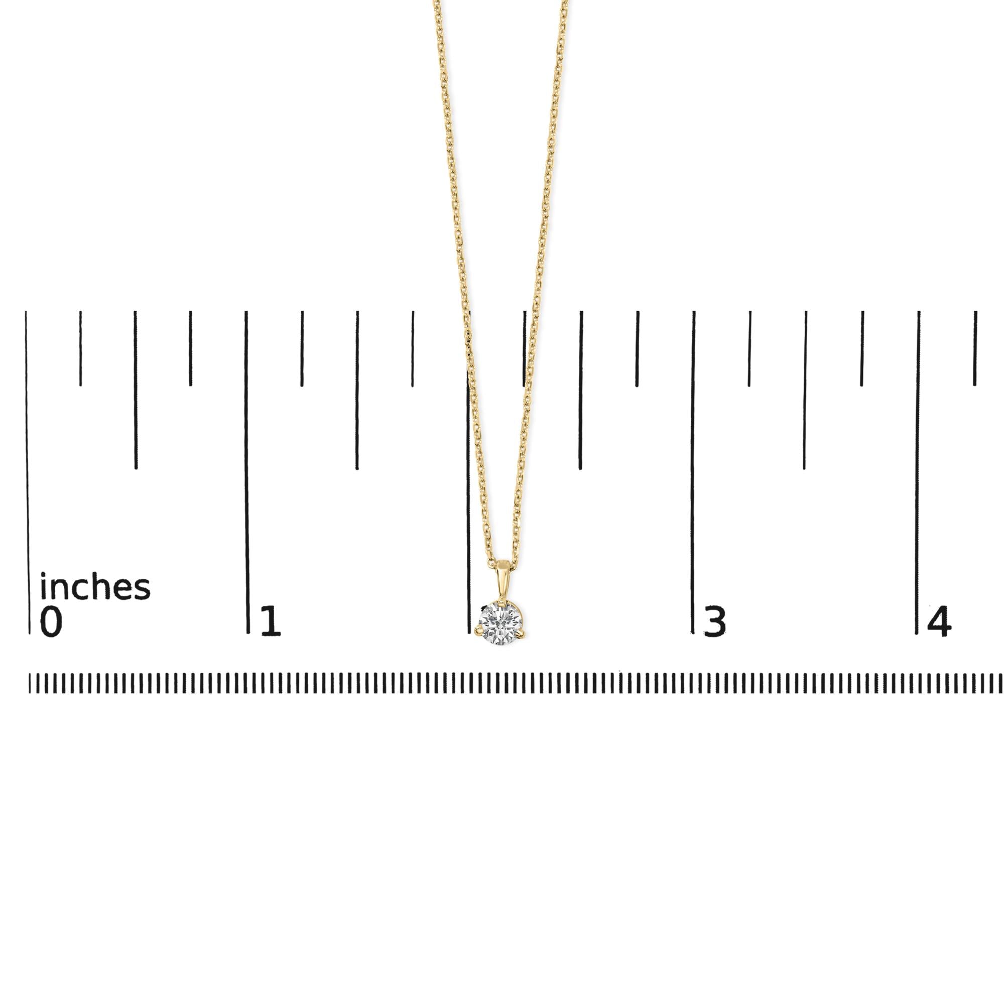 14K Yellow Gold 3/8 Cttw 3 Prong Martini Set Round Diamond Solitaire Pendant Necklace (G-H Color, SI2-I1 Clarity) - 18" Inches-4
