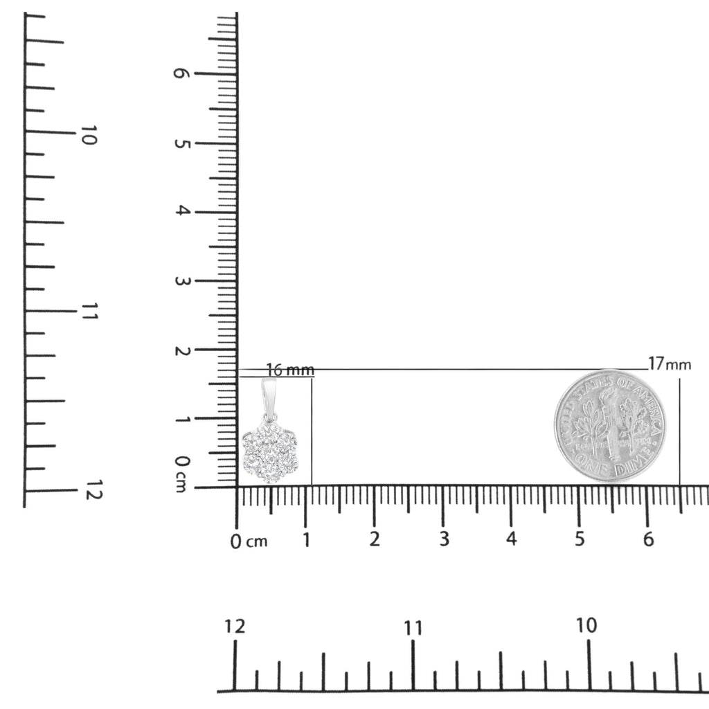 14K White Gold 1 cttw Brilliant Round-Cut Diamond 7 Stone Flower 18" Pendant Necklace (F-G Color, VS1-VS2 Clarity)-4