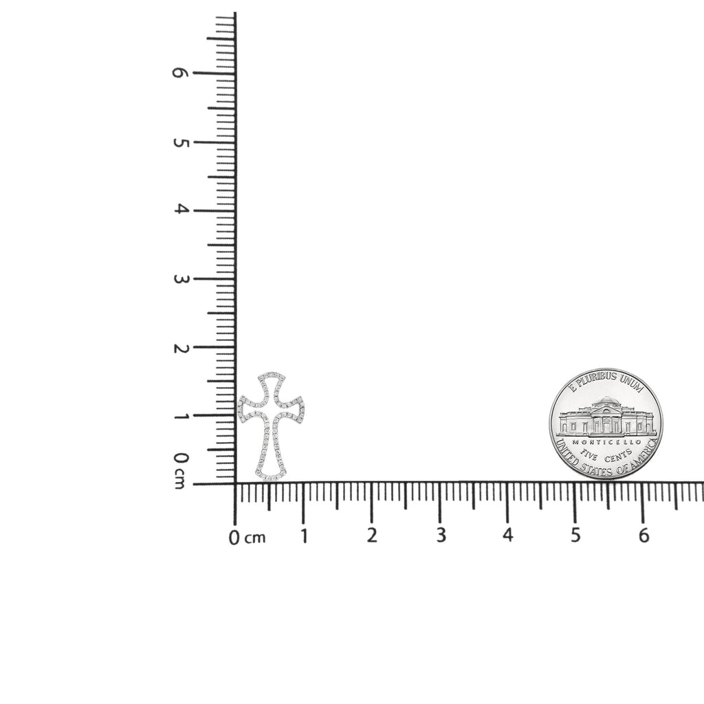 .925 Sterling Silver 1/3 Cttw Diamond Framed Open Cross 18" Pendant Necklace (J-K Color, I2-I3 Clarity)-4