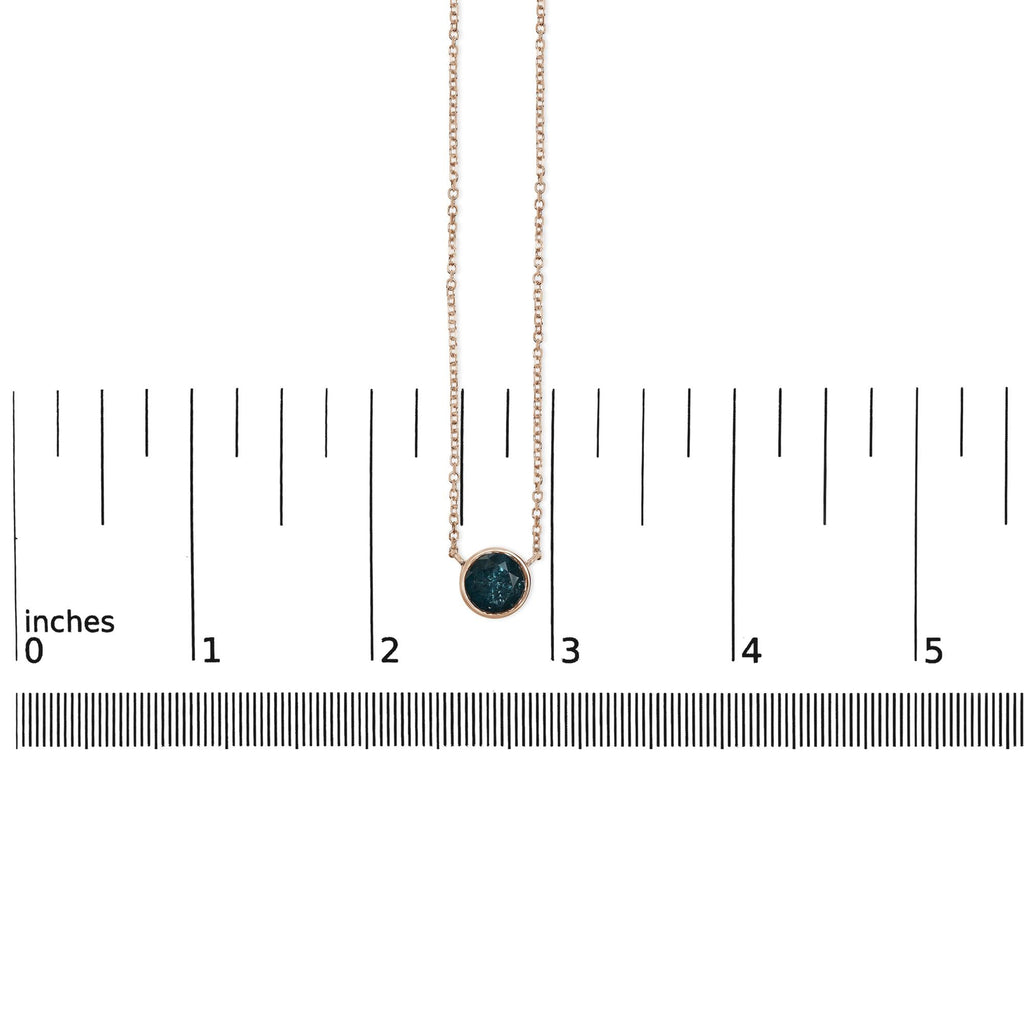 14K Rose Gold 2.0 Cttw Bezel Set Blue Diamond Solitaire Pendant Necklace  - 18" Inches-4