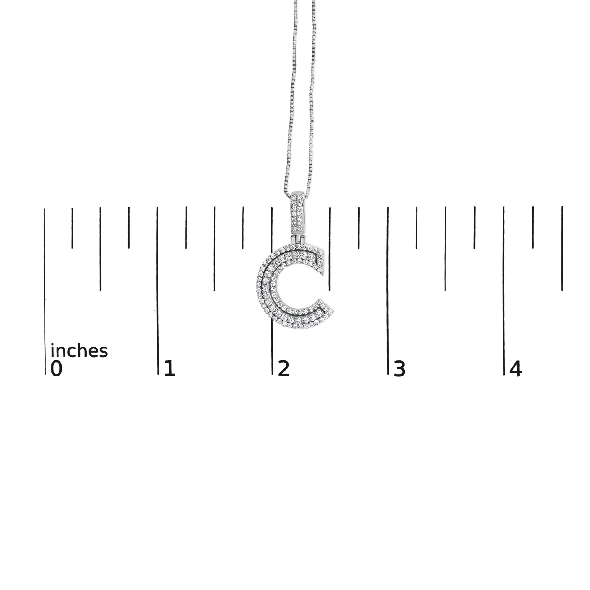 .925 Sterling Silver 4/5 Cttw Round Lab-Grown Diamond "C" Pendant Necklace - 18" (F-G Color, VS2-SI1 Clarity)-4